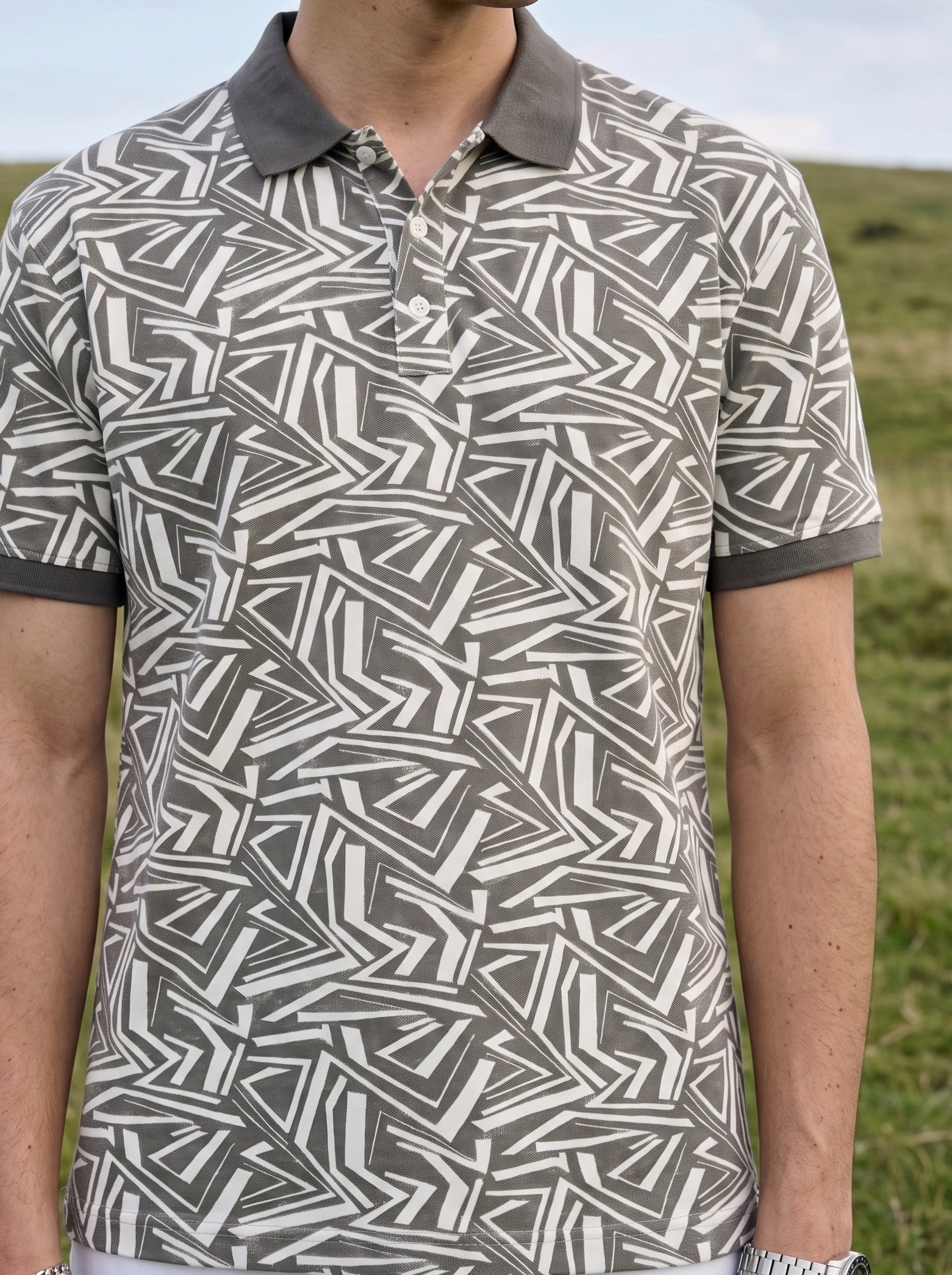 Men's 100% Cotton Polo Pique Grey Relaxed Fit Polo T Shirt