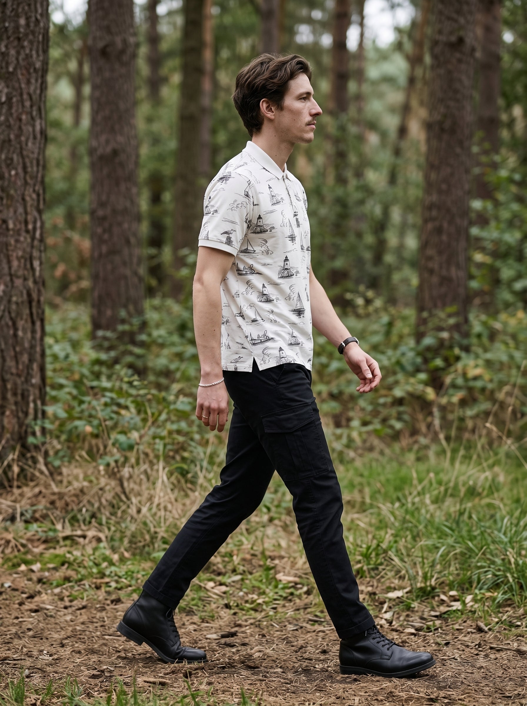 Men's 100% Cotton Polo Pique Off White Relaxed Fit Polo T Shirt