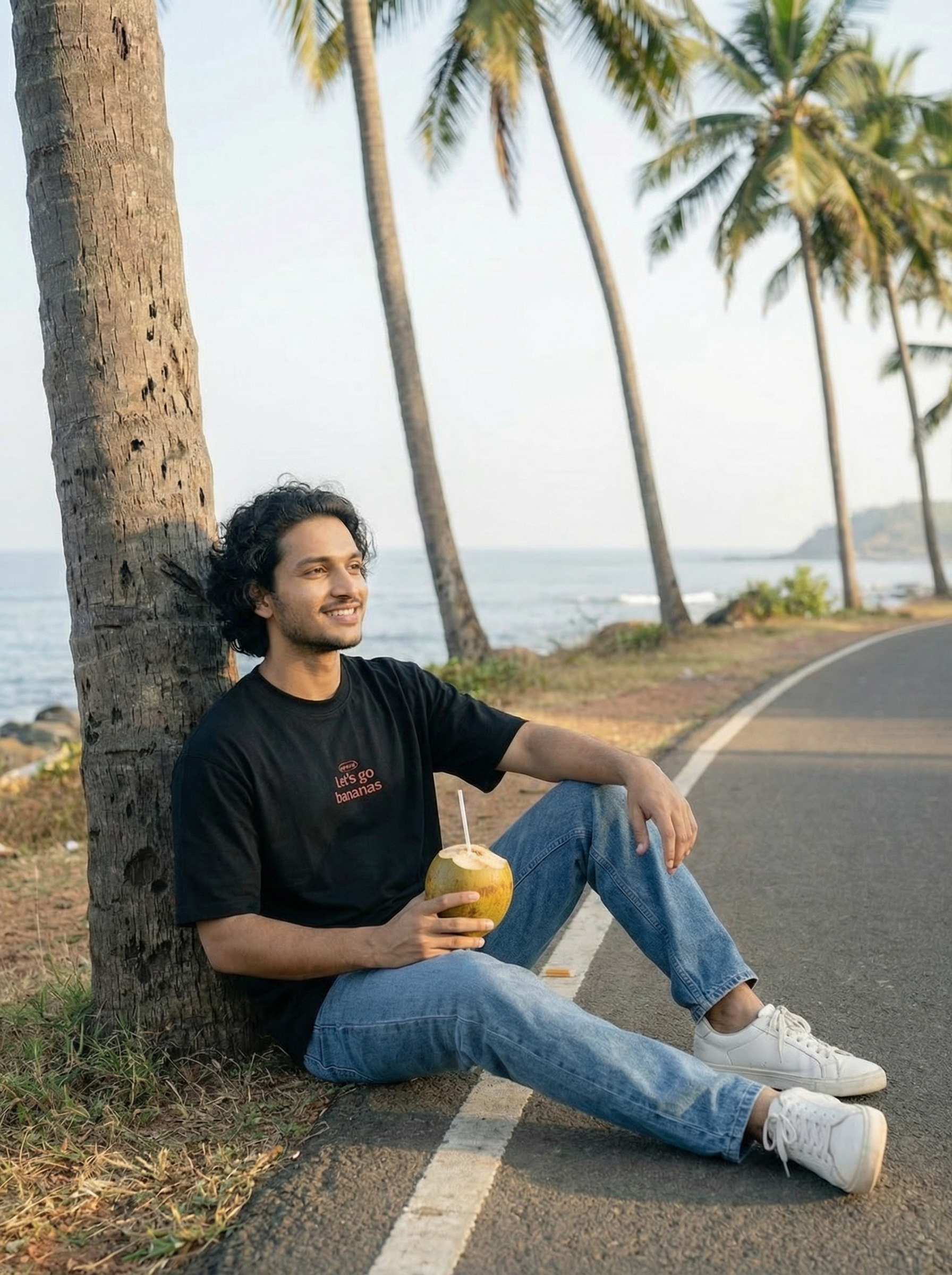 Jet Black French Terry 200 GSM Oversize Fit Round Neck Half Sleeve T-Shirt