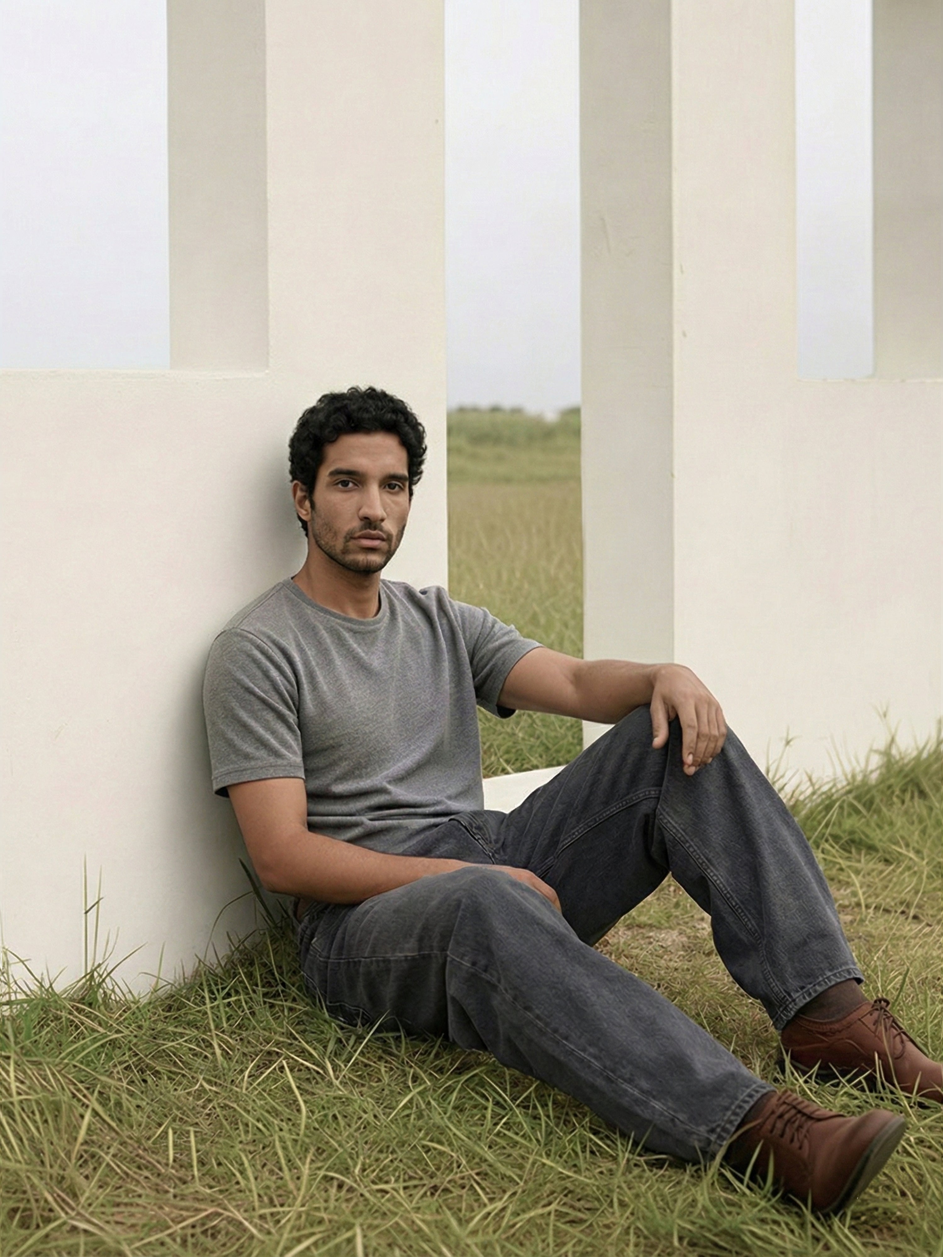 Dark Grey Denim Jeans For Male