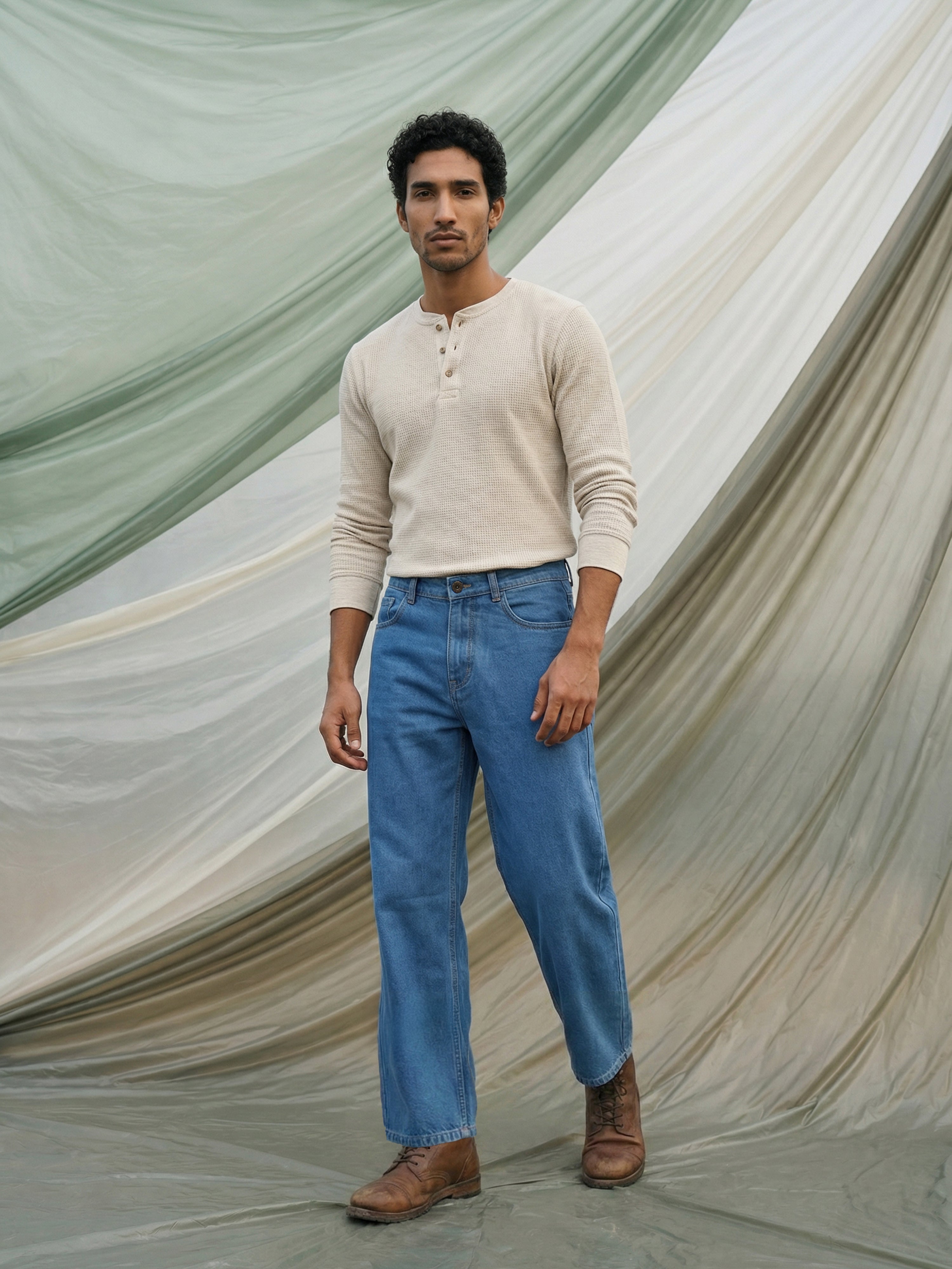 Light Blue Denim Jeans For Male
