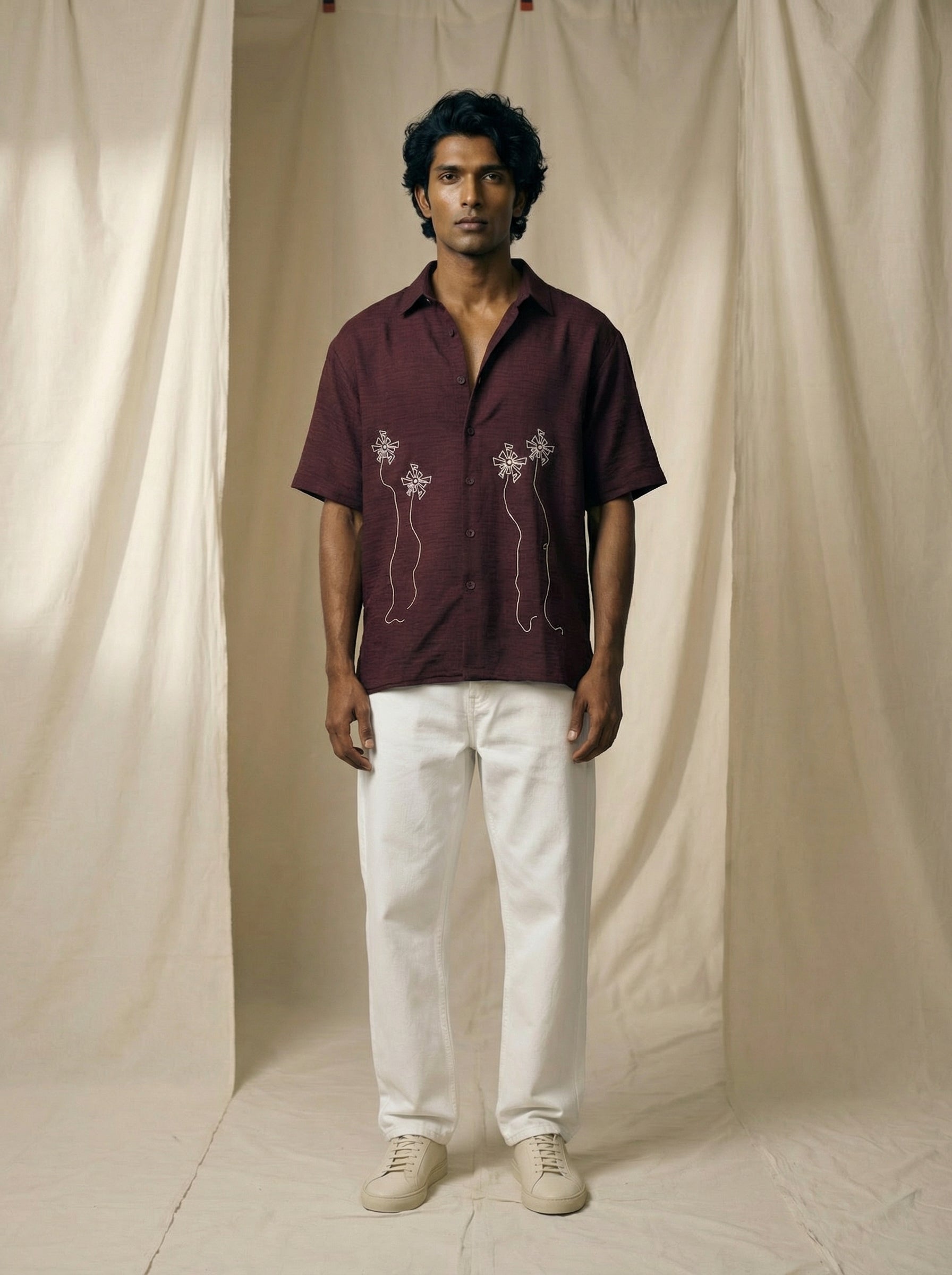 Maroon Comfort Fit Half Sleeve Shirt
