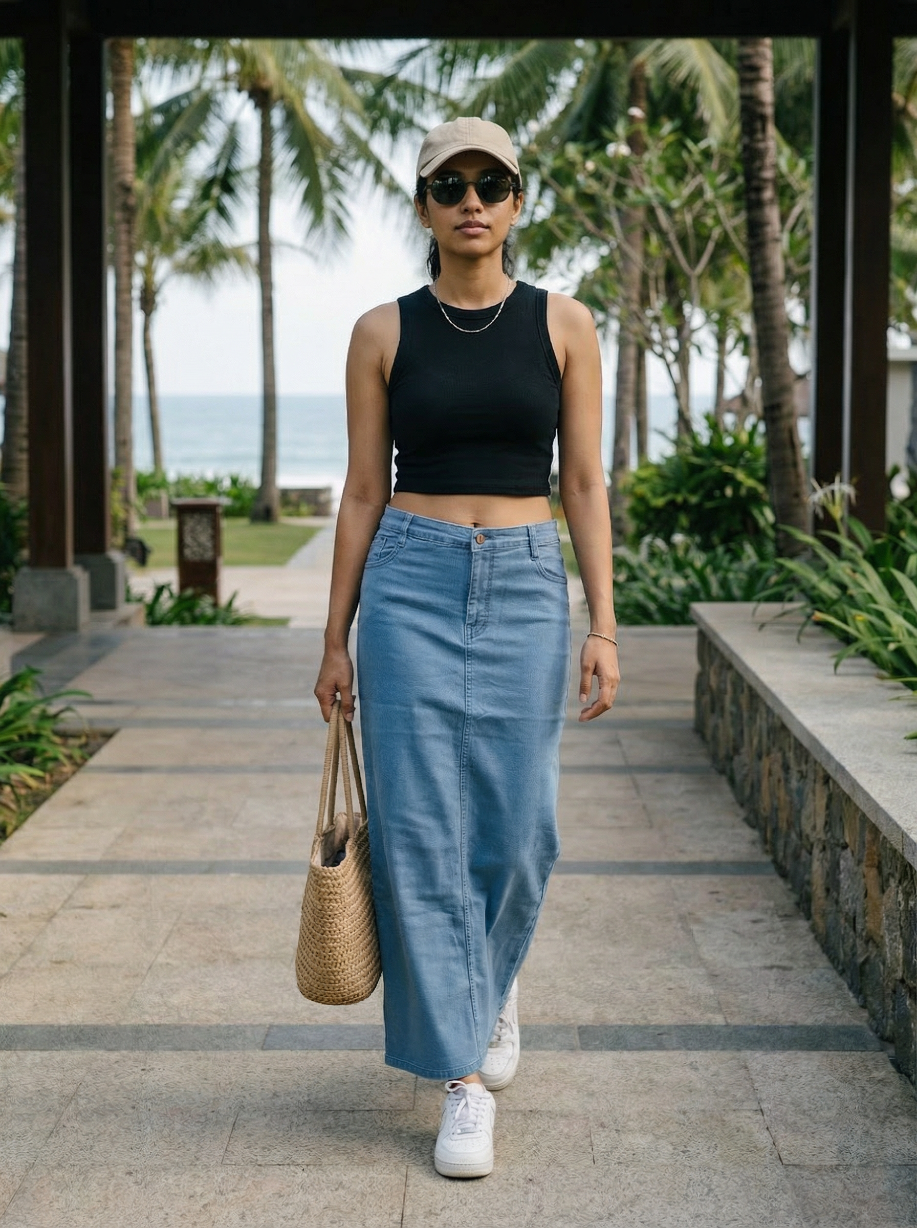 Women’s Ice Denim Regular Fit Long Skirt