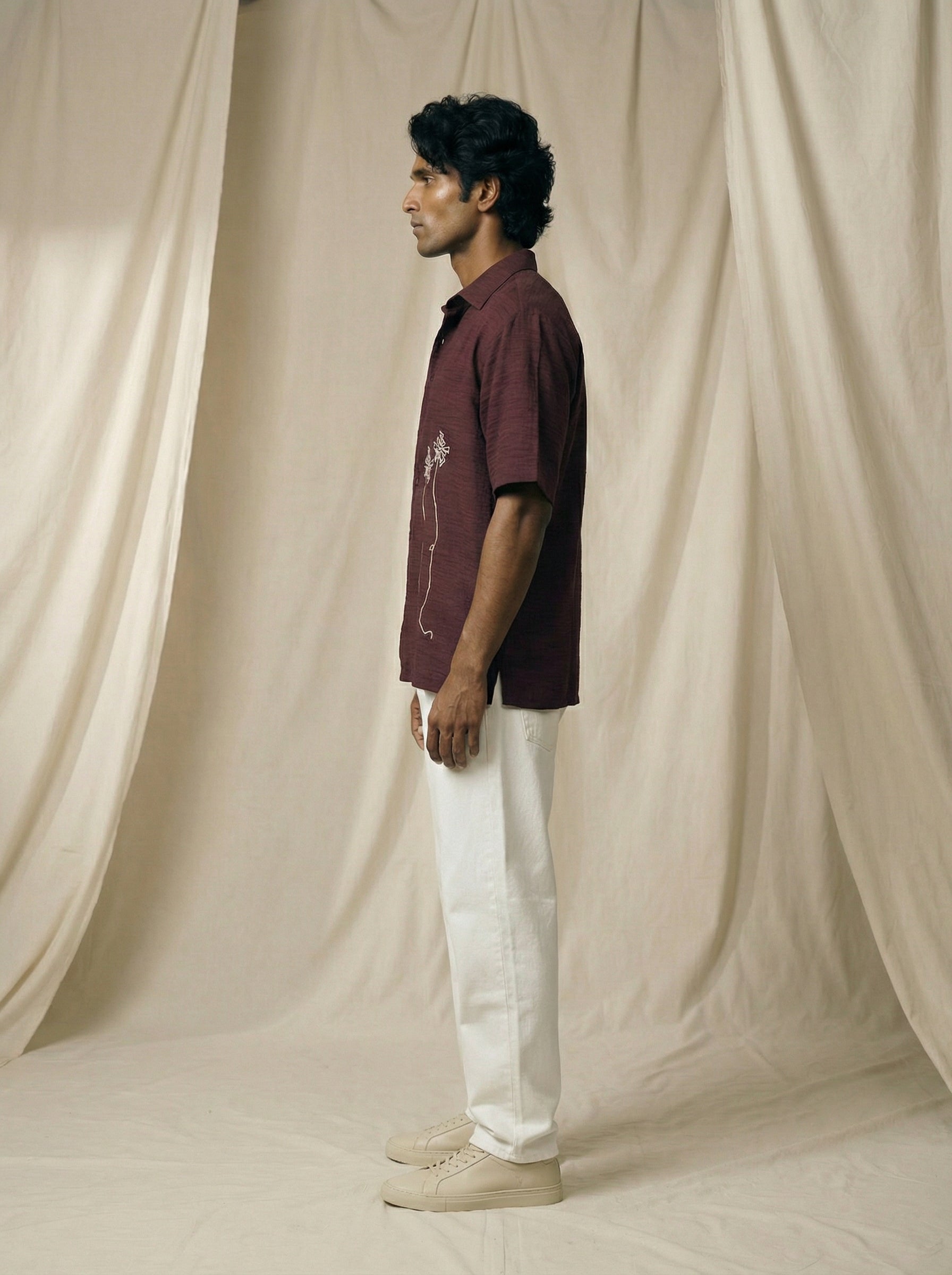 Maroon Comfort Fit Half Sleeve Shirt