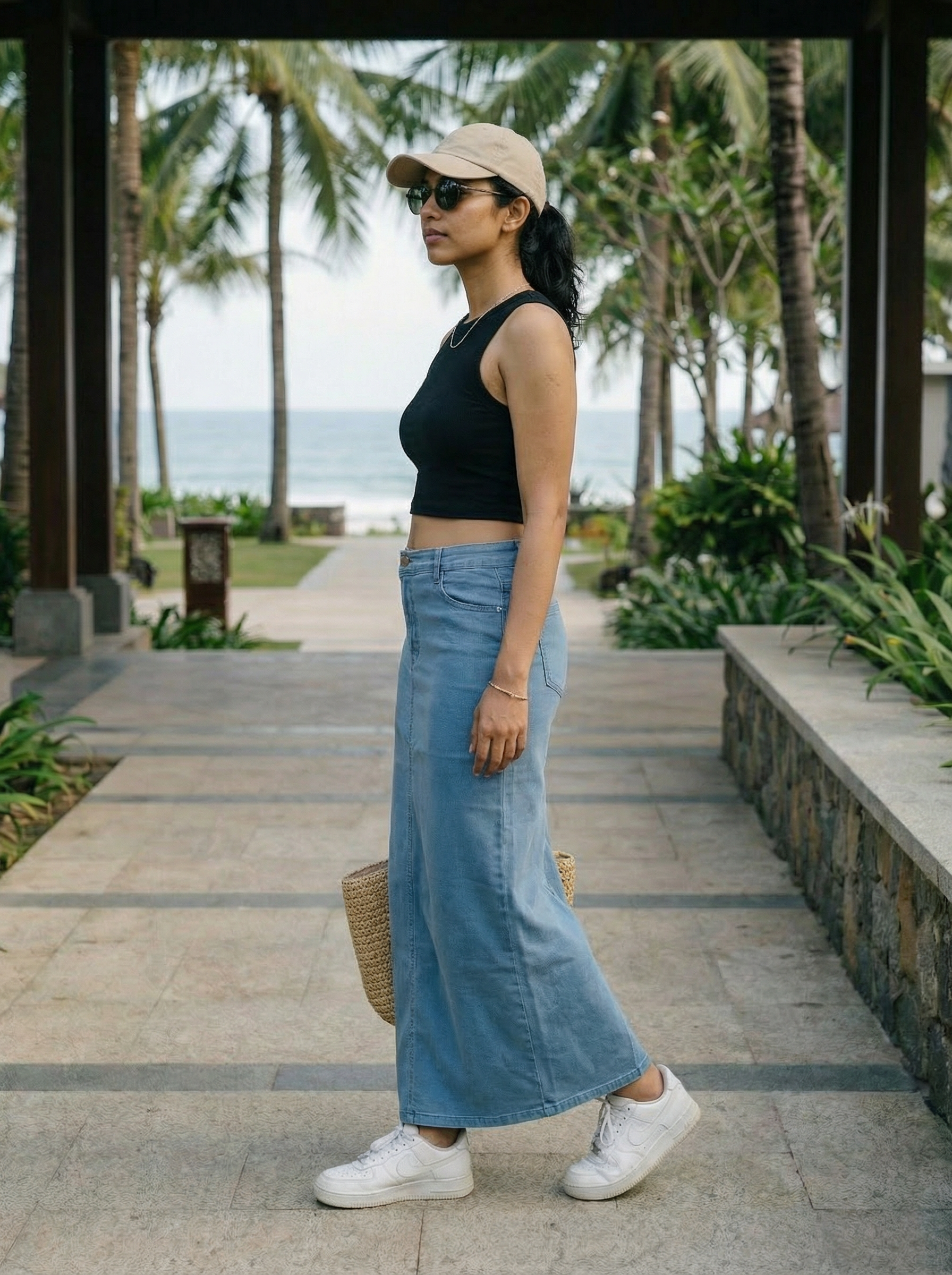 Women’s Ice Denim Regular Fit Long Skirt