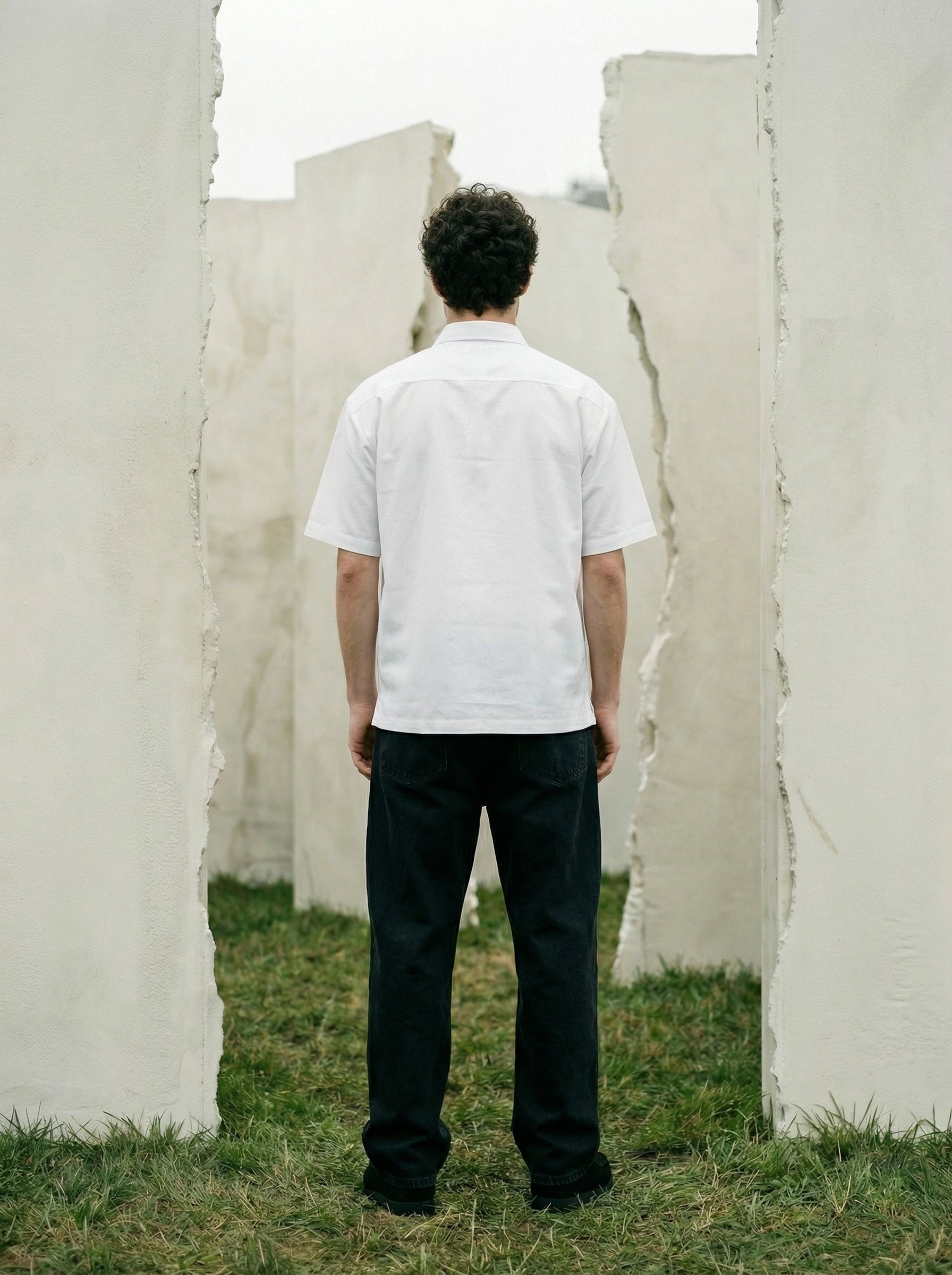 Men’s White Embroidered Relax Fit Shirt