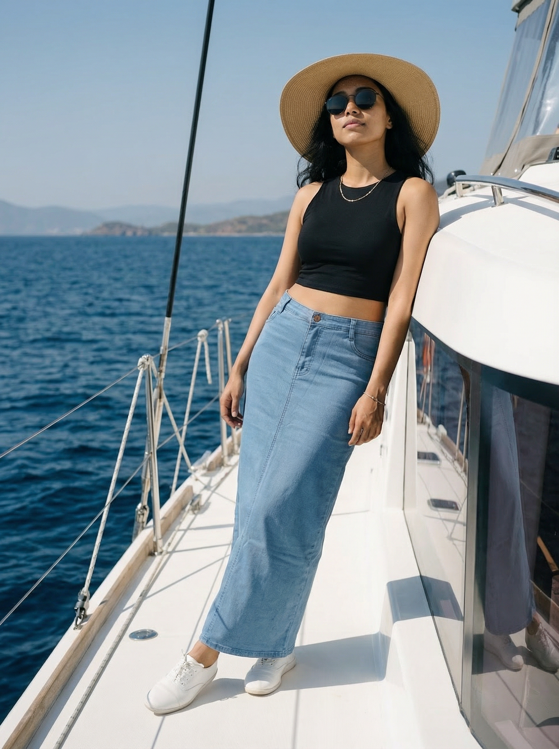 Women’s Ice Denim Regular Fit Long Skirt