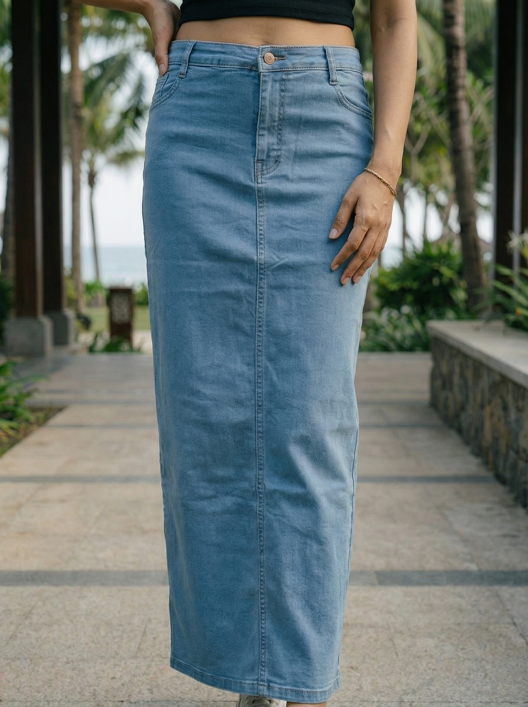 Women’s Ice Denim Regular Fit Long Skirt