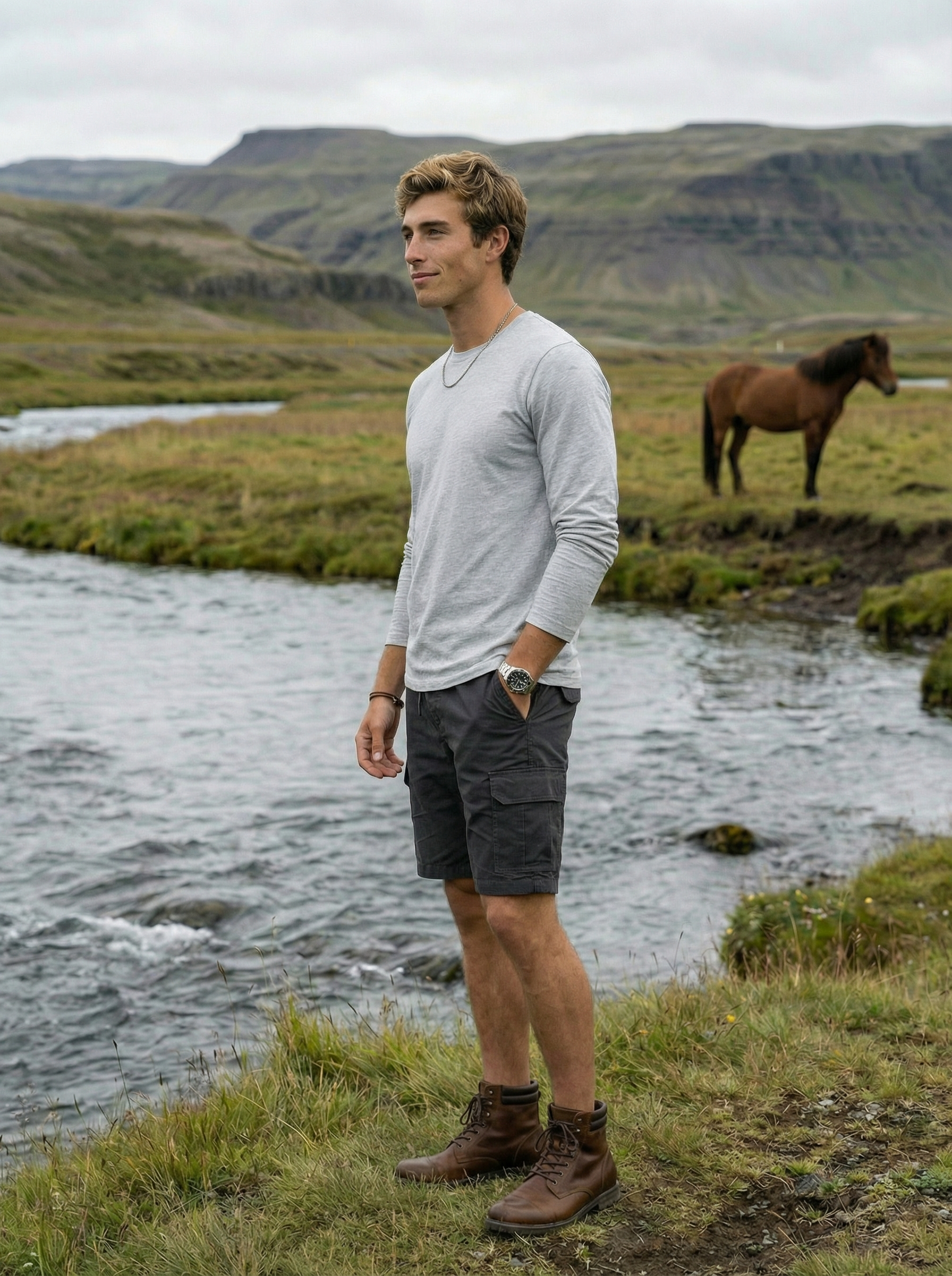Men’s Dark Grey Corded Cotton Regular Fit Shorts