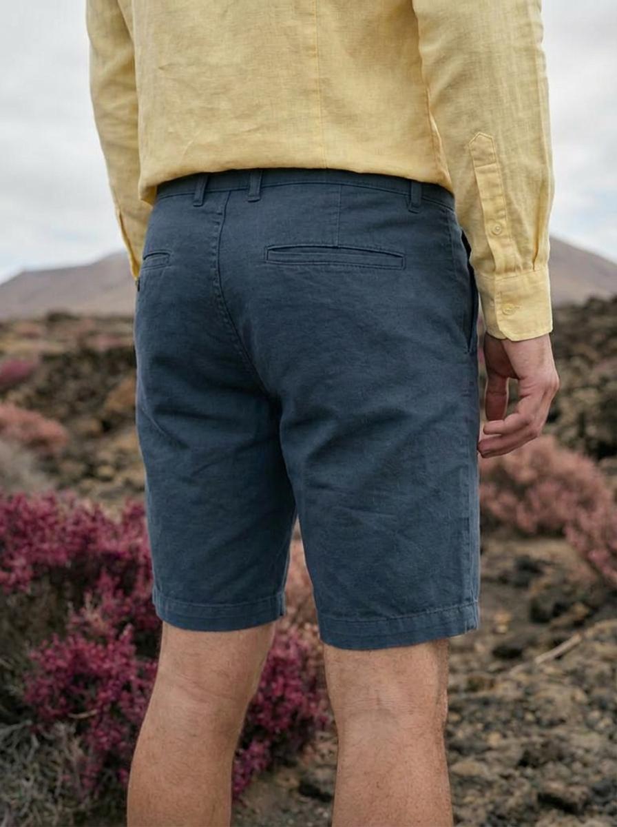 Men’s Teal Blue Corded Cotton Regular Fit Shorts
