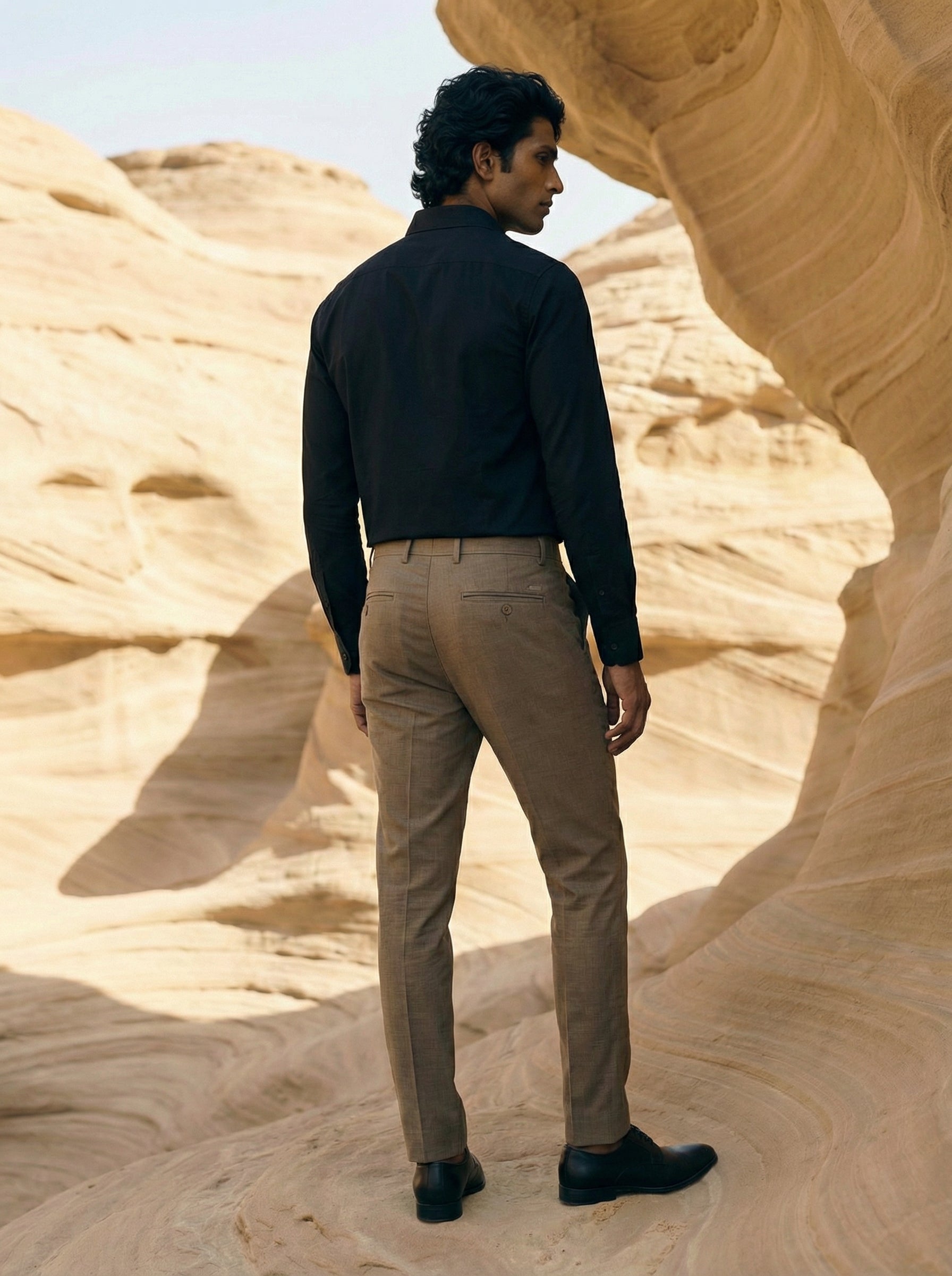 Men’s Cream Casual Fancy Linen Trousers