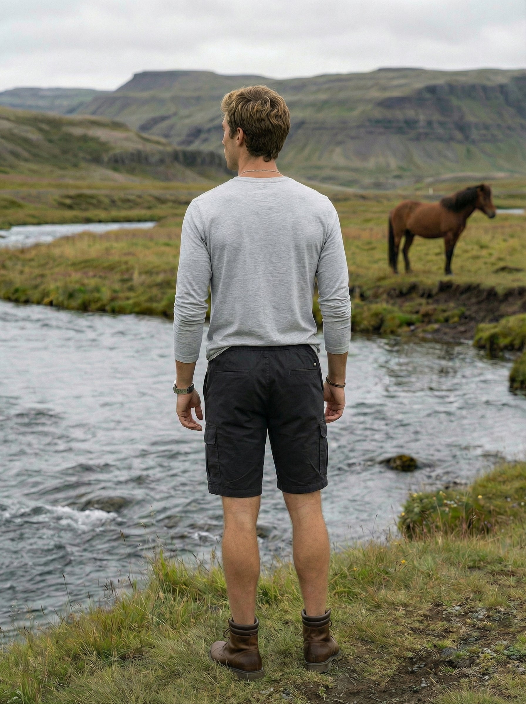 Men’s Dark Grey Corded Cotton Regular Fit Shorts
