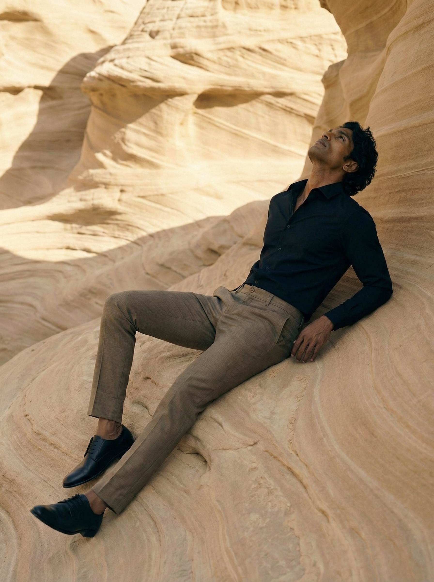 Men’s Cream Casual Fancy Linen Trousers