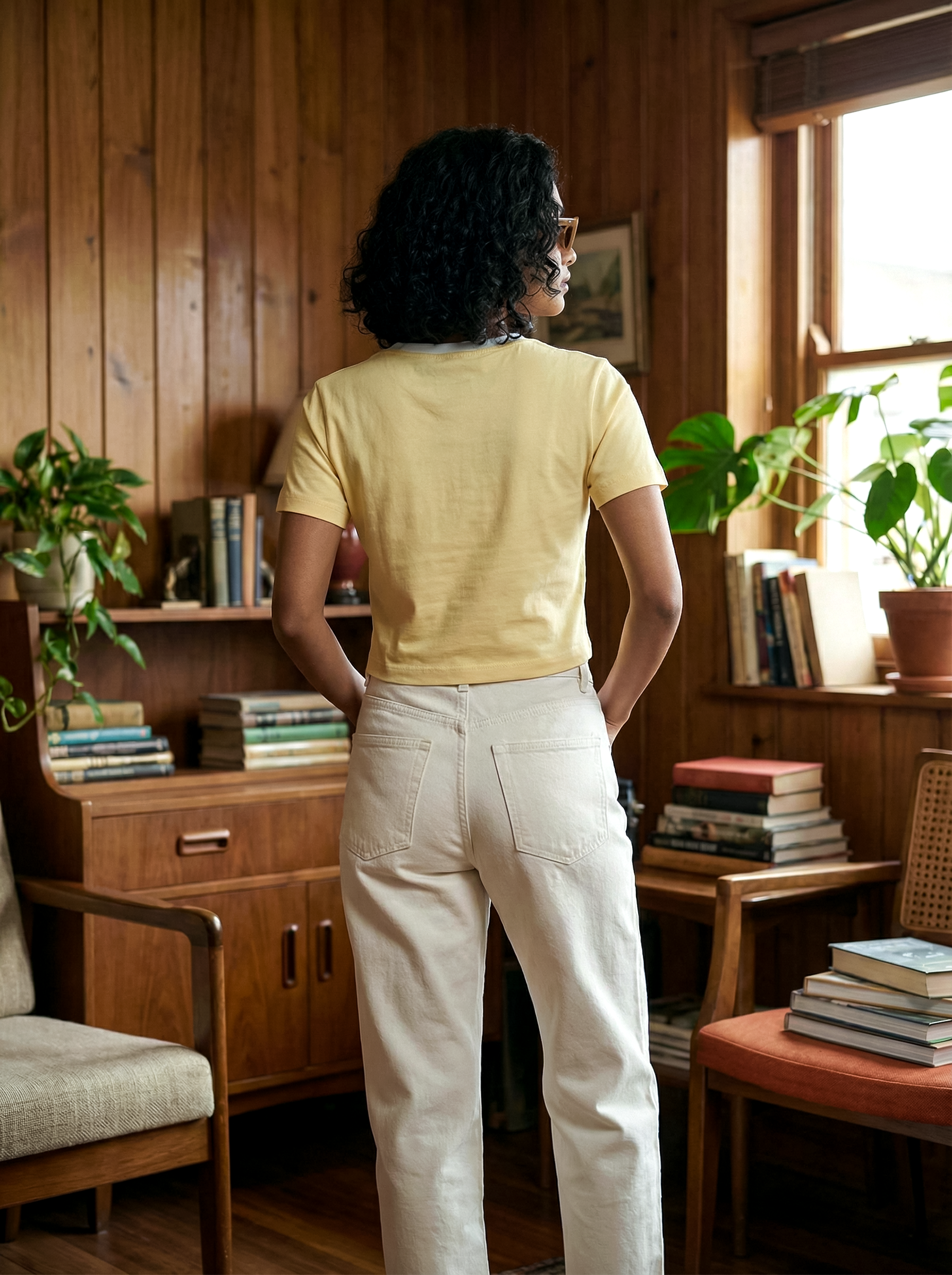 Women’s Yellow Chest Printed Crop Top