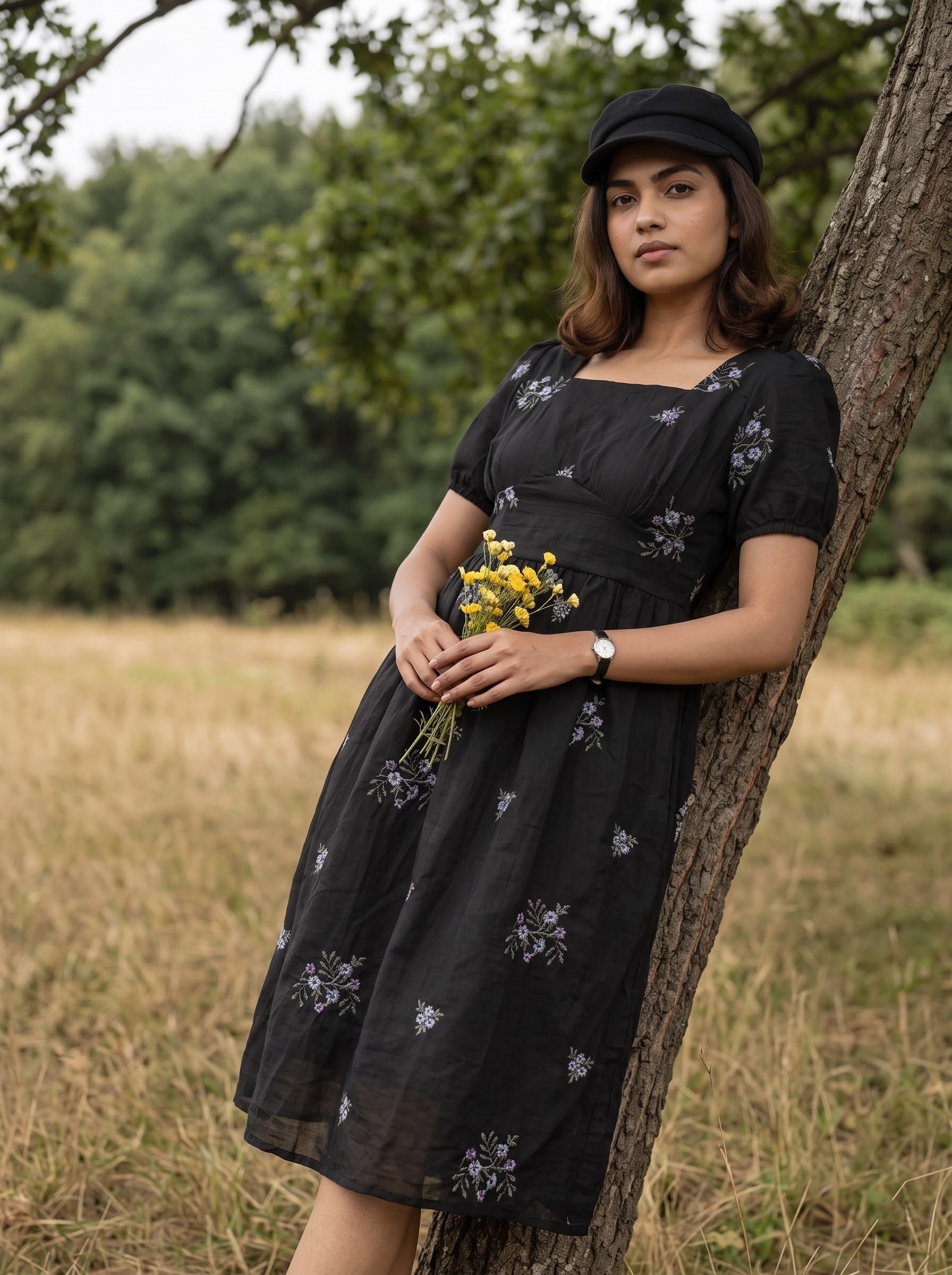 Women's Synrthetic Black Regular Fit Dresses