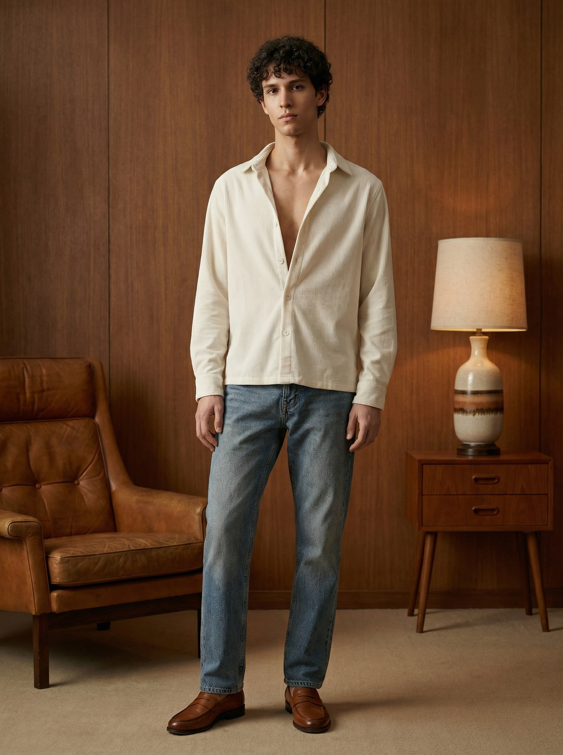Pearl Corduroy Relax Fit Full Sleeve Shirt