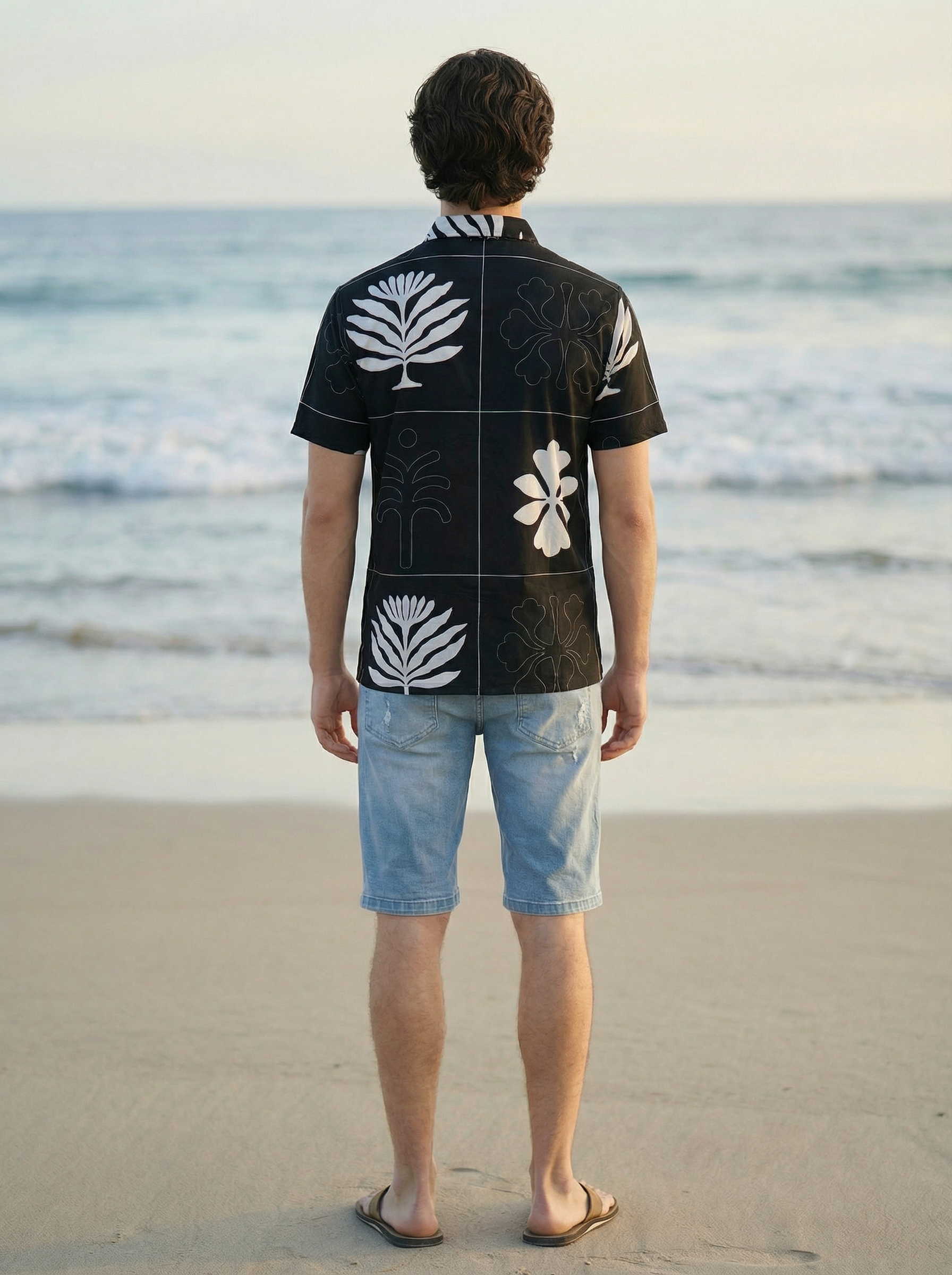 Men’s Printed Black Knit Regular Fit Shirt