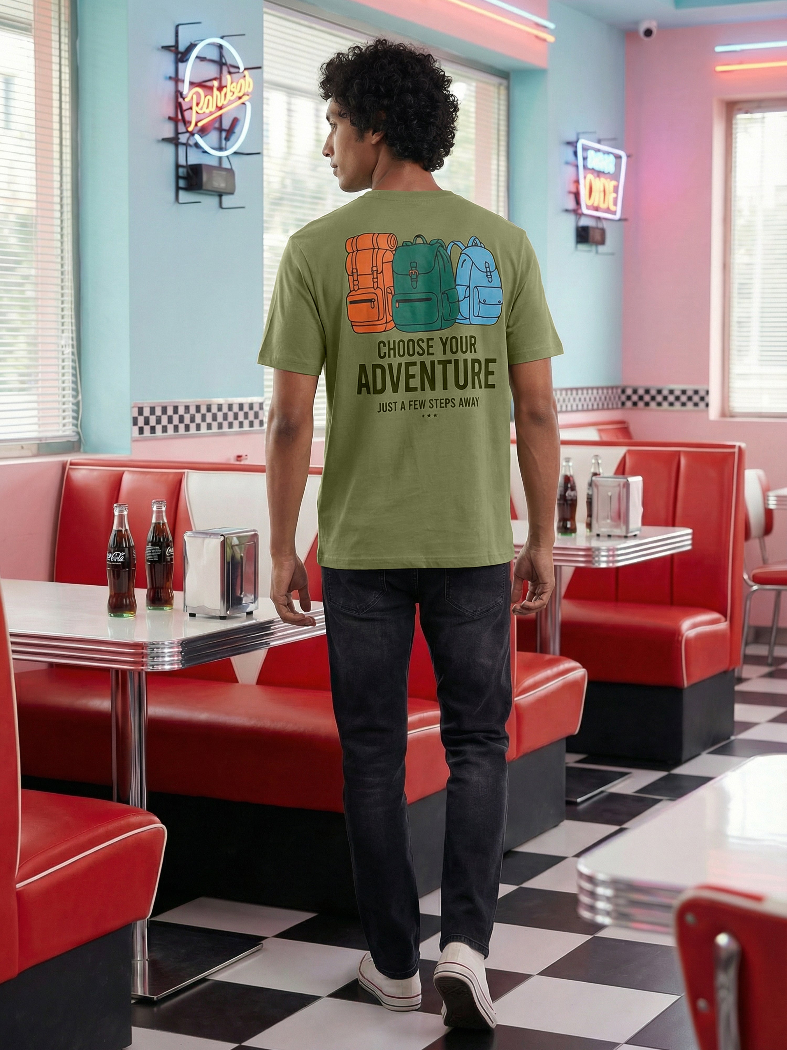 Green Cotton Jersy Round Neck Half Sleeve T Shirt For Male