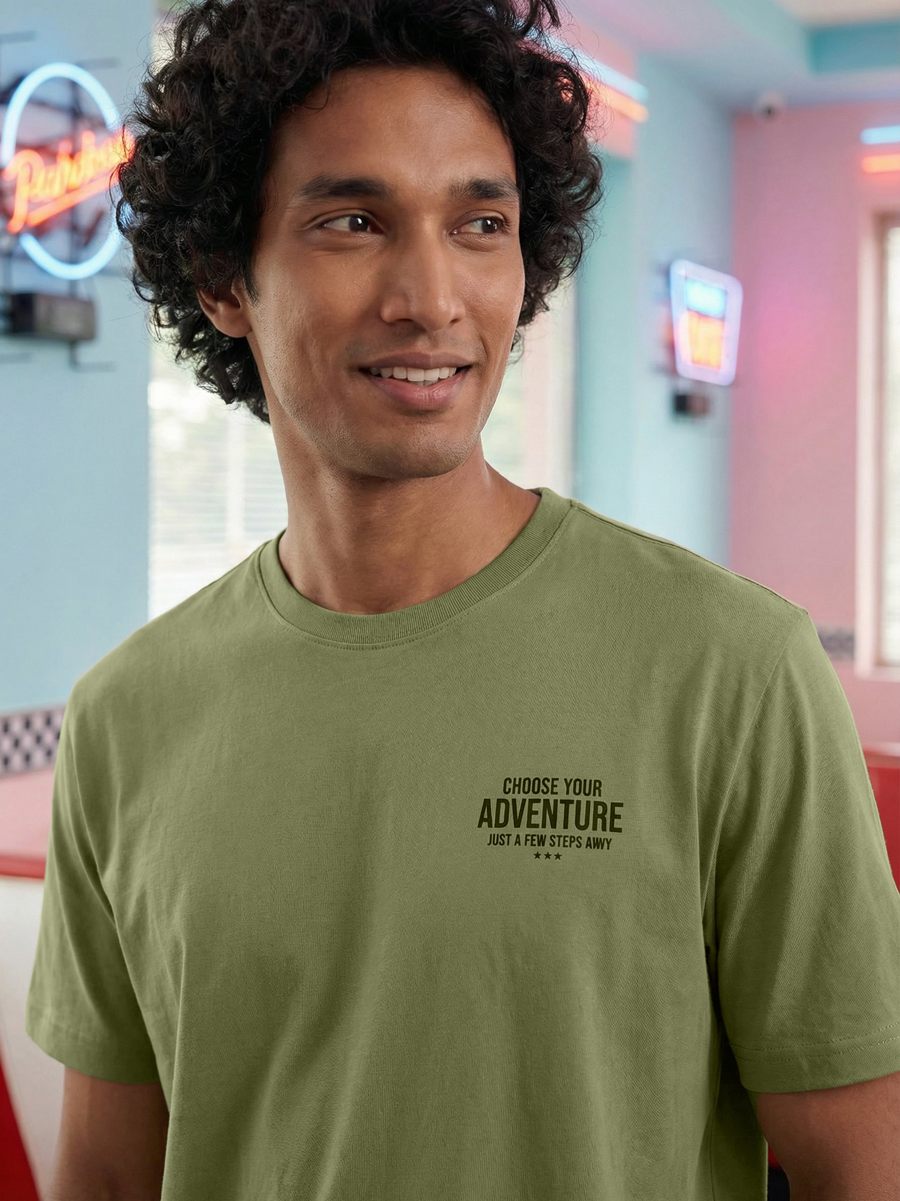 Green Cotton Jersy Round Neck Half Sleeve T Shirt For Male