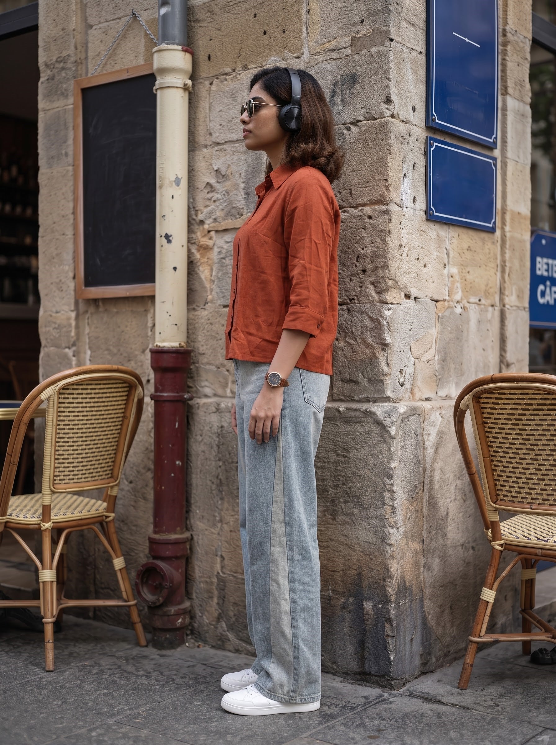 Women's Linen Blend Rust Color Regular Fit Shirt