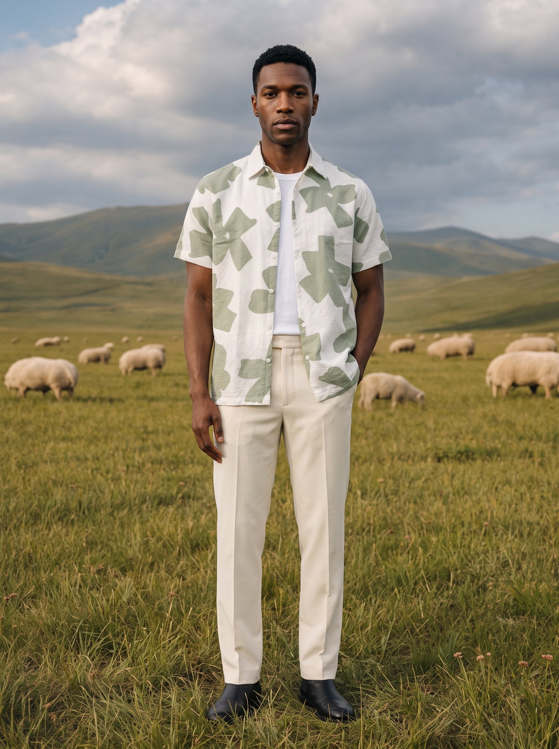 Men's Imported Olive Relaxed Fit Shirt
