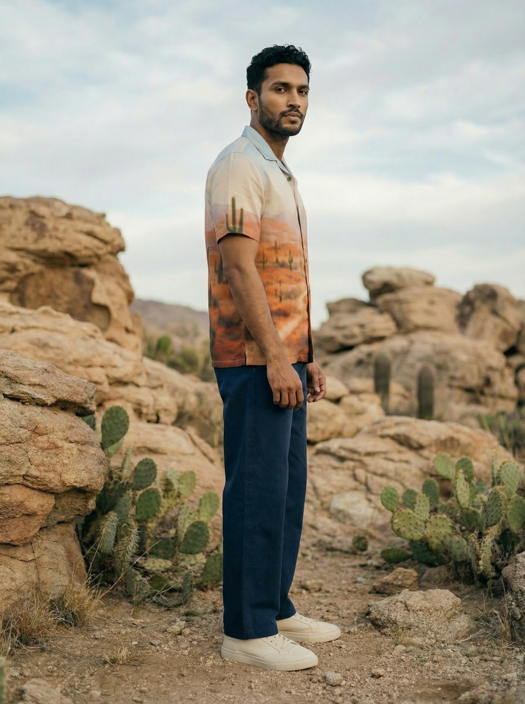 Men's Off-White Travel Print Shirt