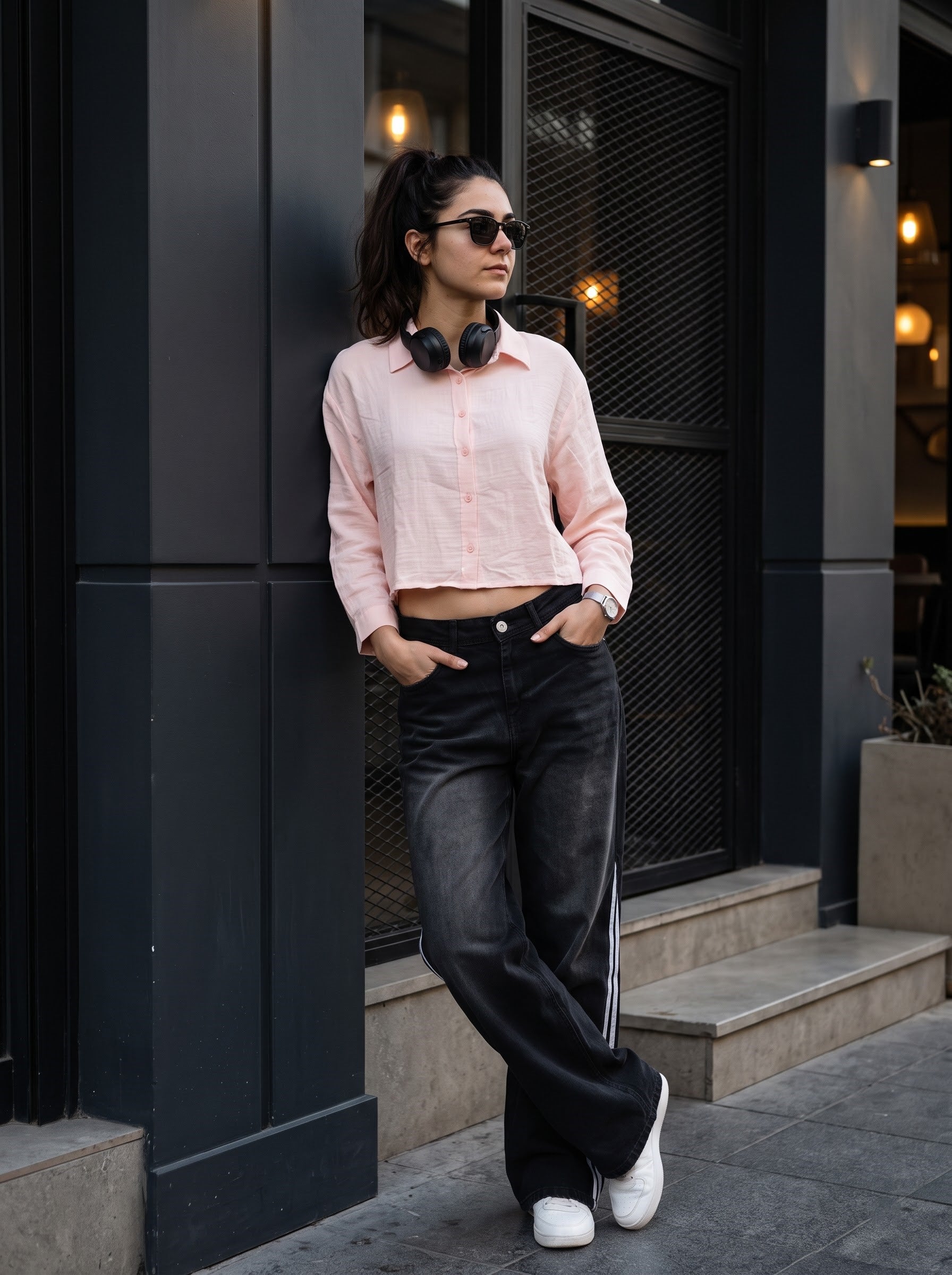 Women's Double Layered Cotton Peach Color Regular Fit Shirt