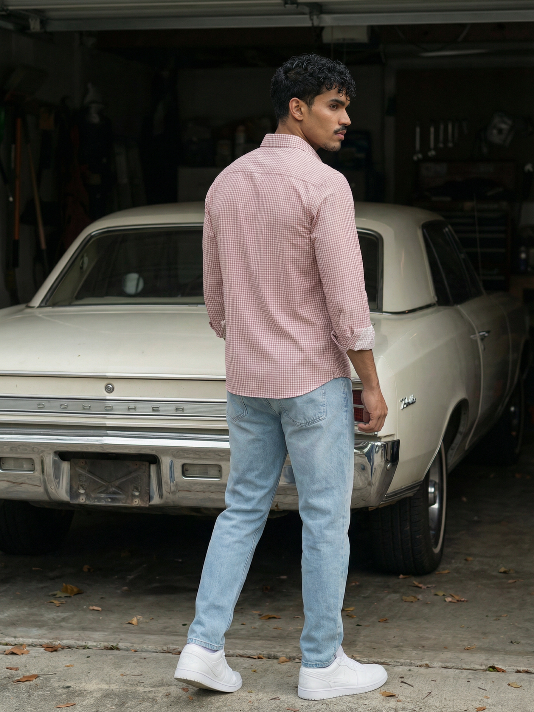 Men’s Red Relaxed Fit Cotton Check Shirt