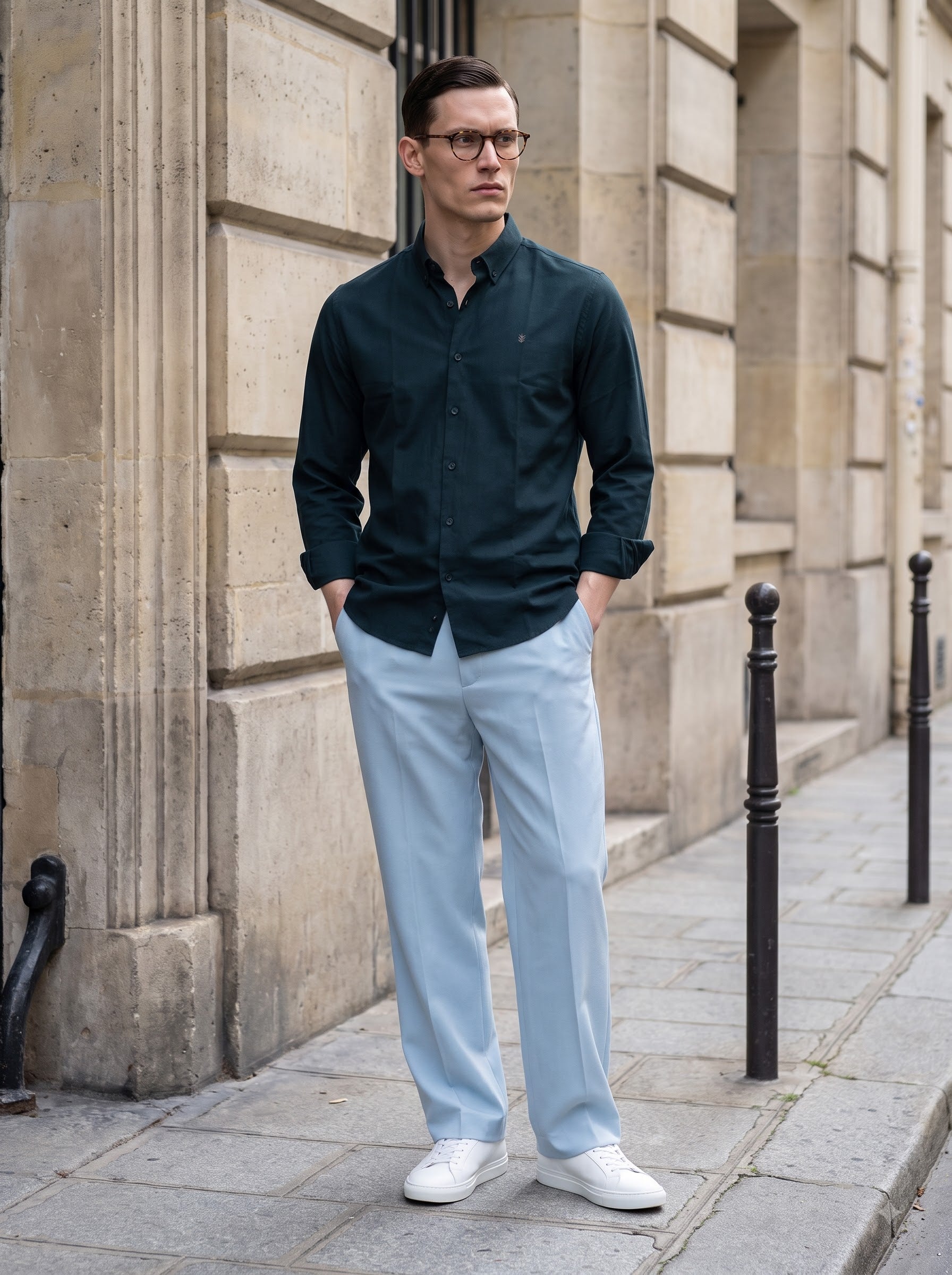Men's Cotton Oxford Teal Blue Regular Fit Shirt
