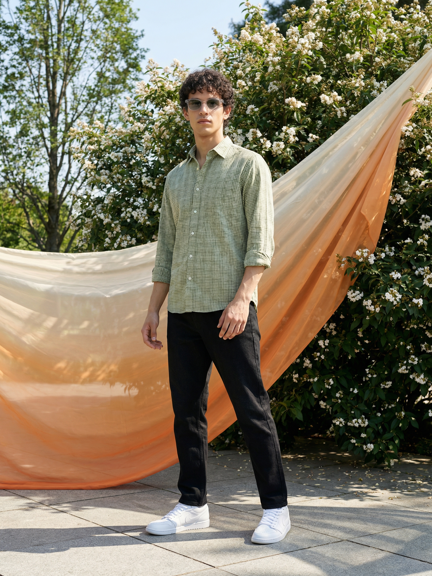 Men’s Relaxed Fit Green Checked Shirt