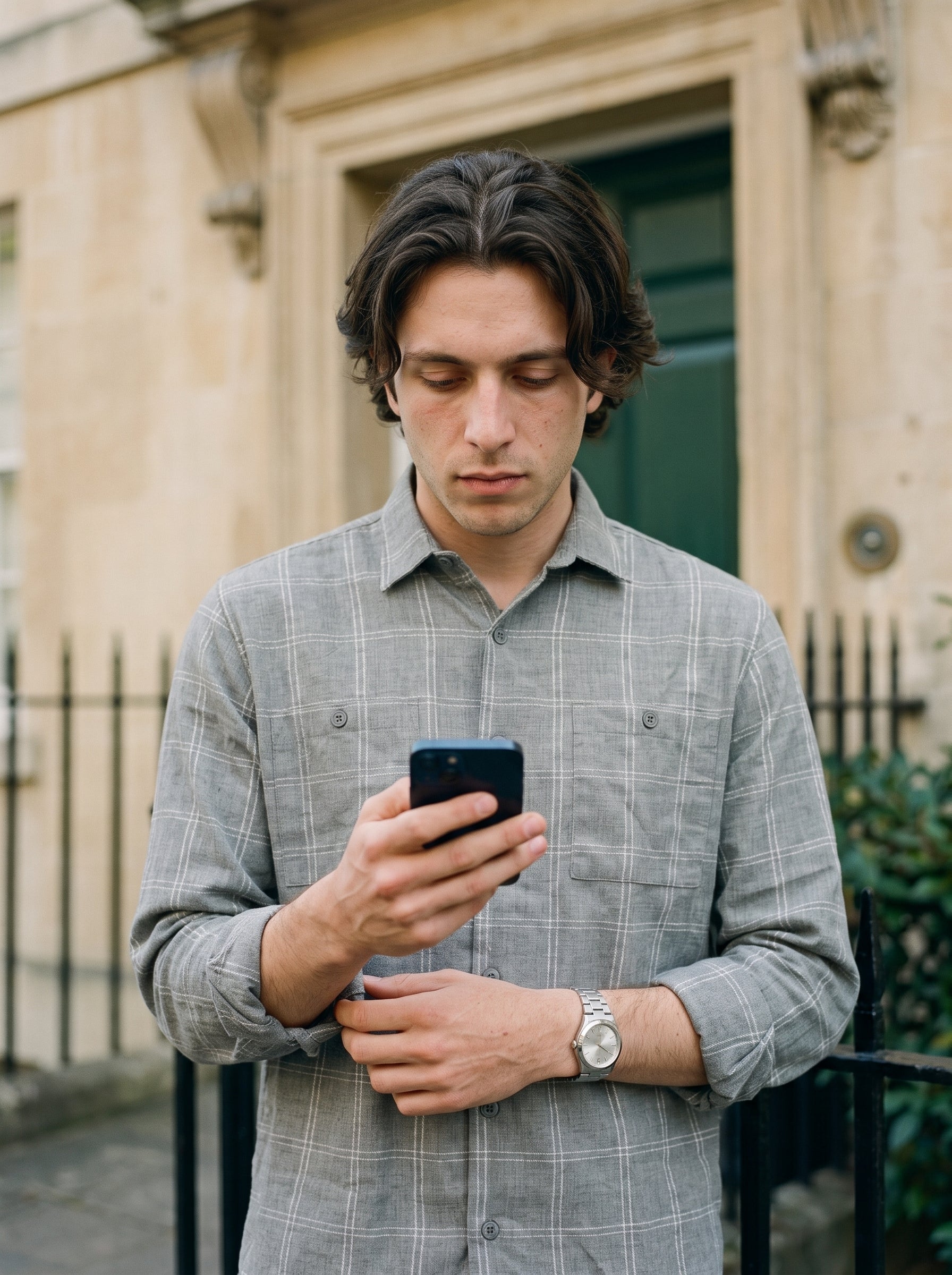 Men's Cotton Space Grey Relaxed Fit Shirt