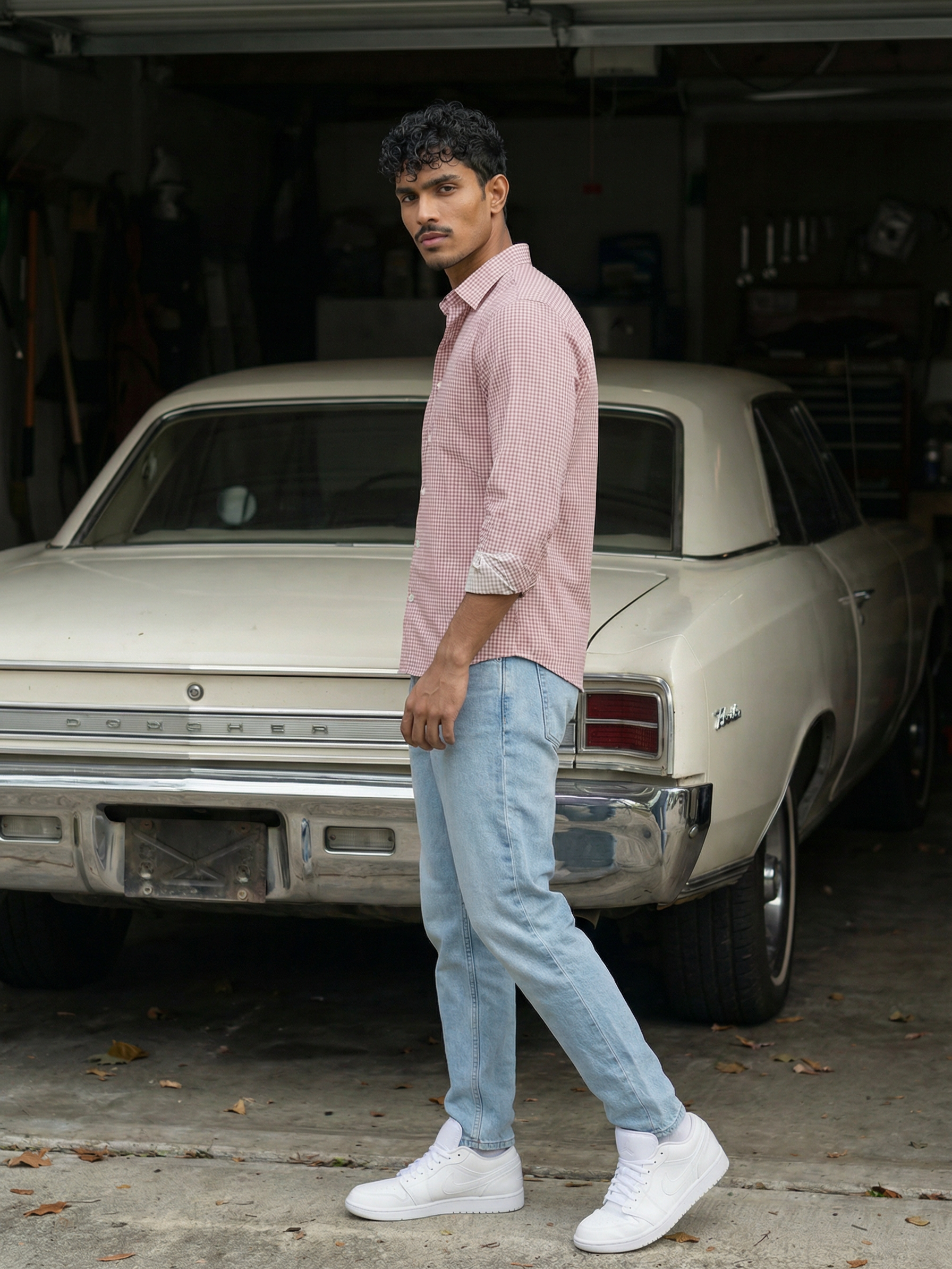 Men’s Red Relaxed Fit Cotton Check Shirt
