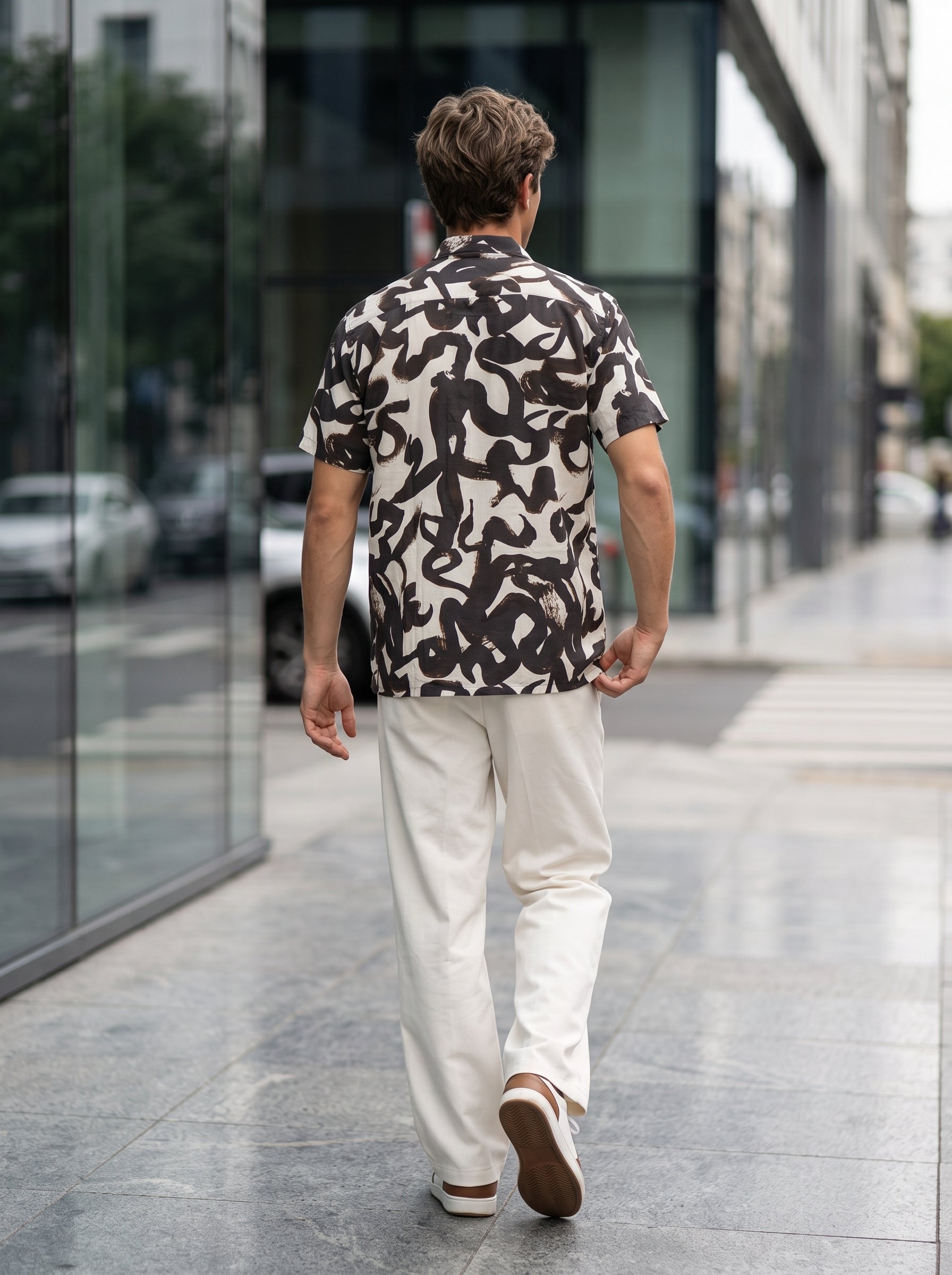 Men's Rayon Off White Relaxed Fit Shirt