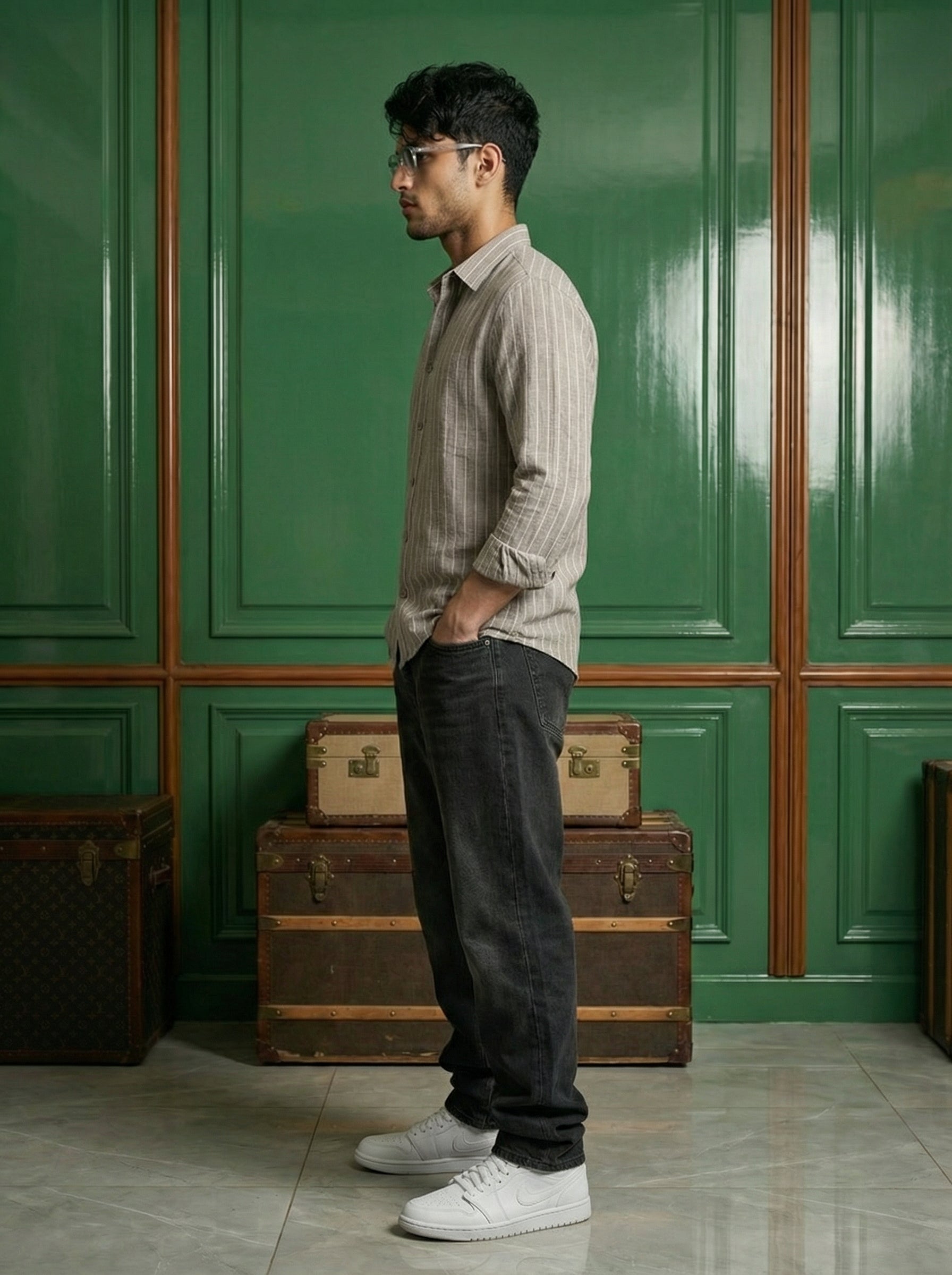 Men’s Relaxed Fit Cotton Stripe Shirt