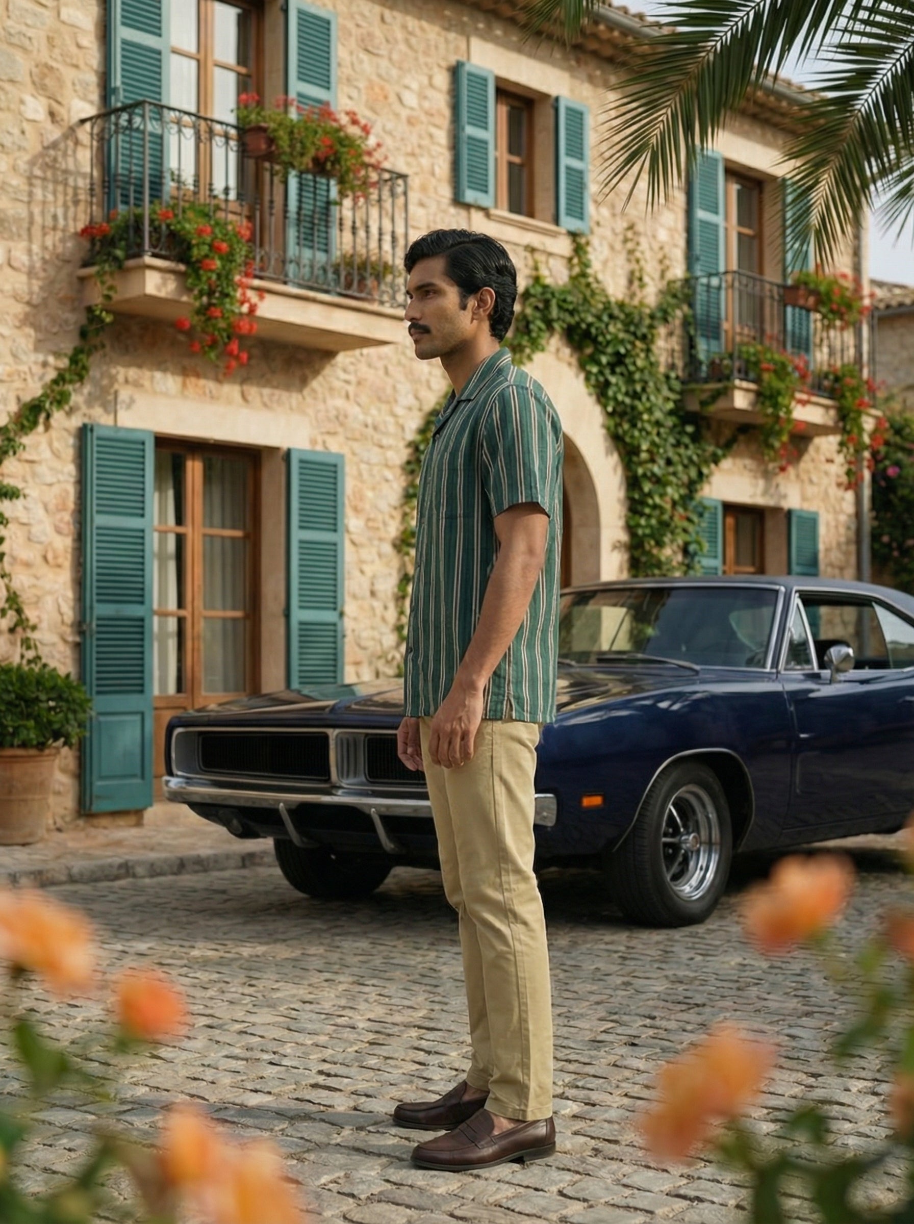 Men’s Green Relaxed Fit Agro Linen Shirt