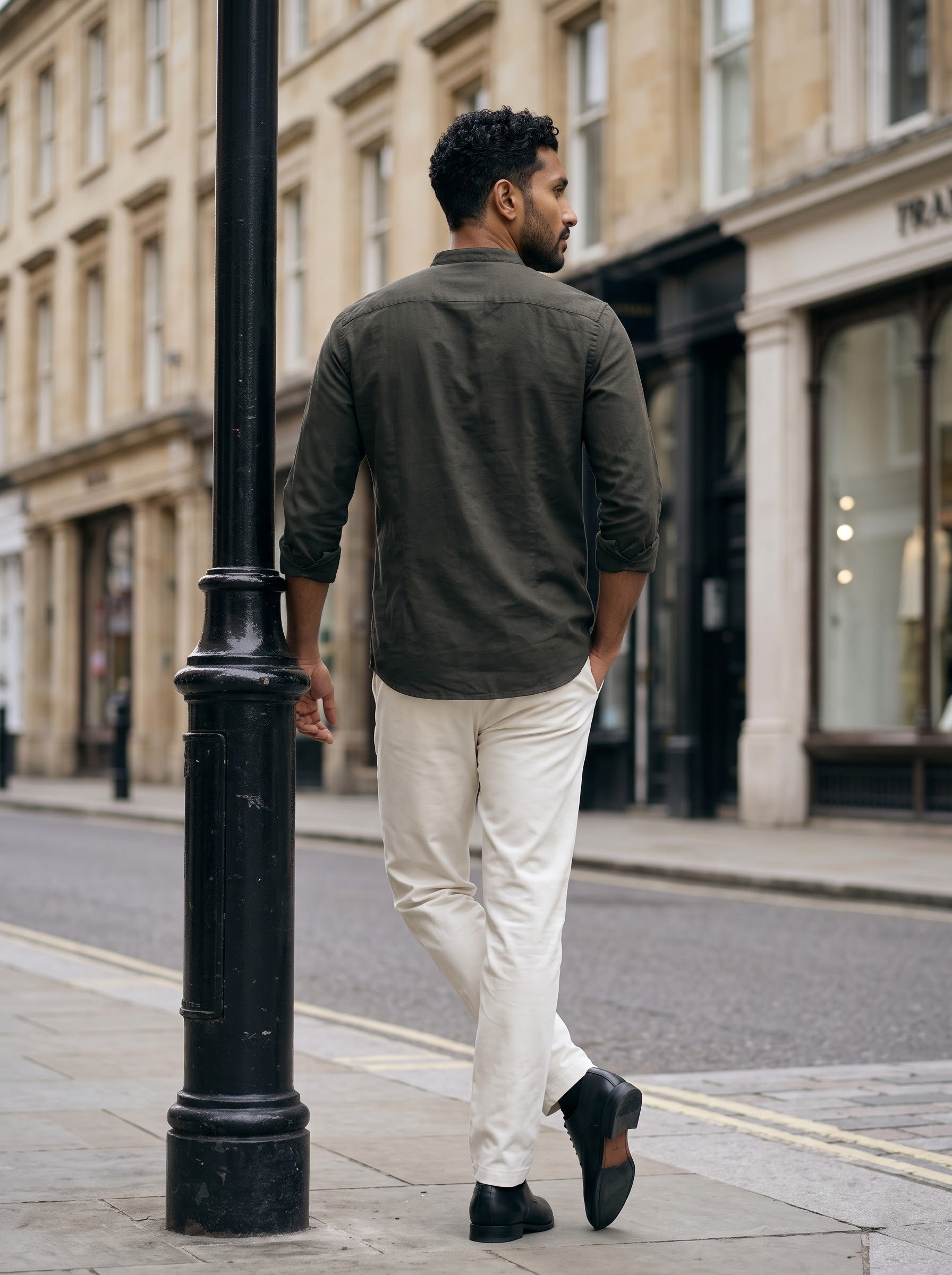 Men's Lyocell Linen Raven Color Relaxed Fit Shirt