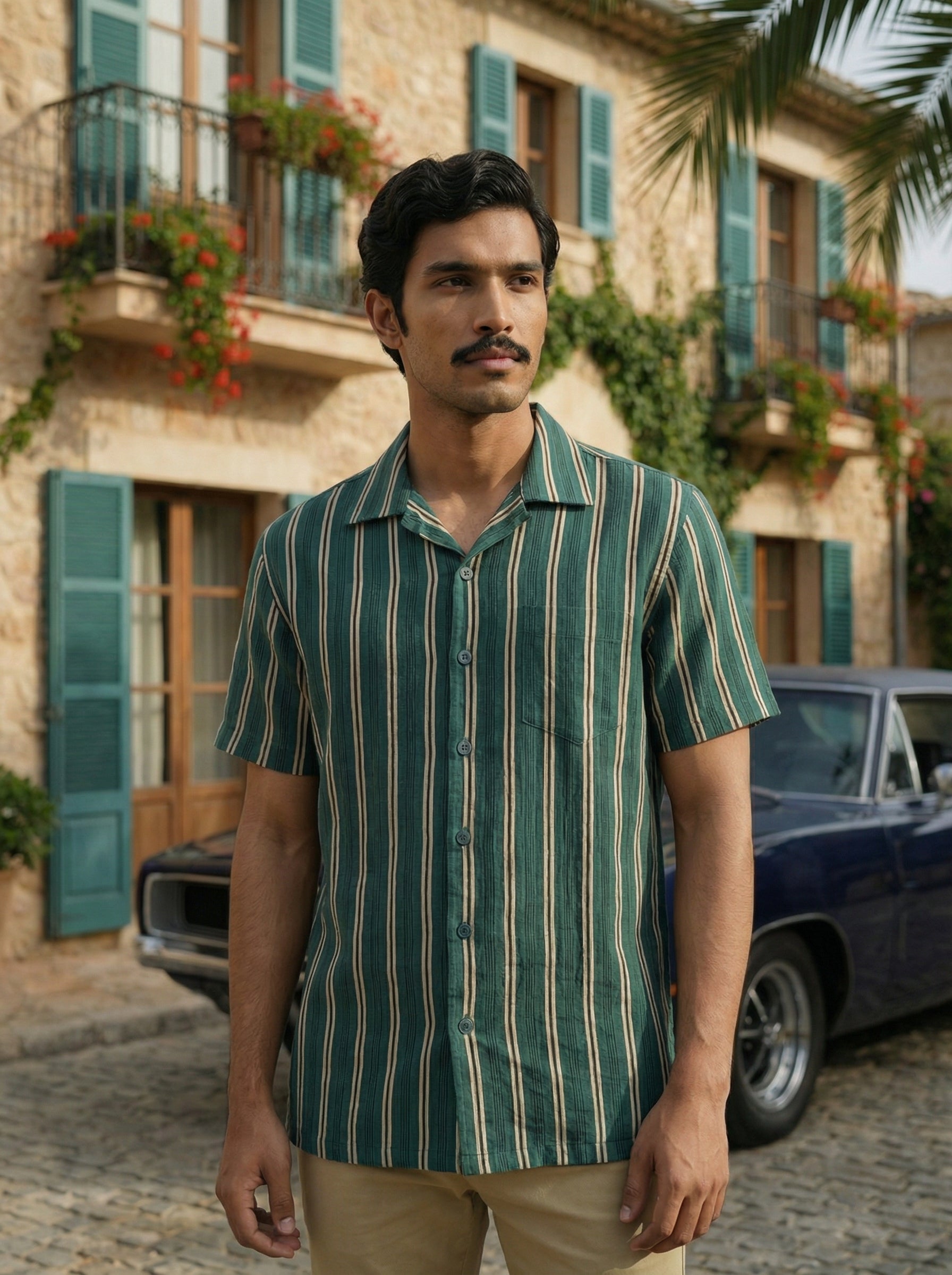 Men’s Green Relaxed Fit Agro Linen Shirt