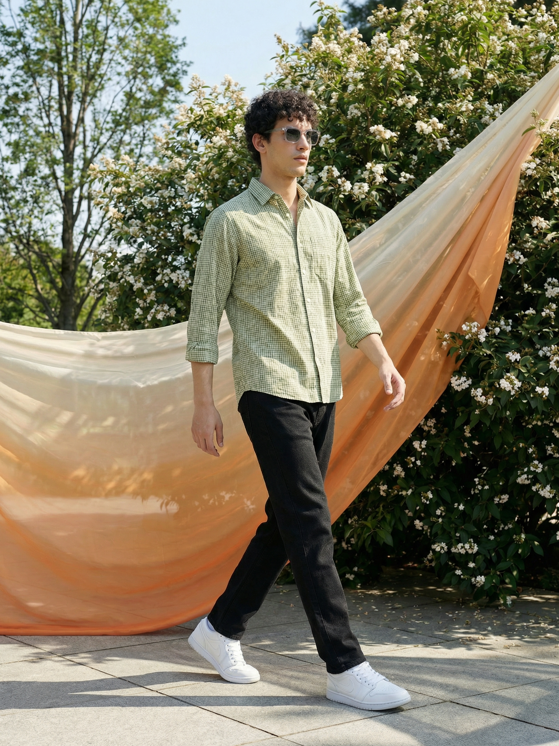 Men’s Relaxed Fit Green Checked Shirt