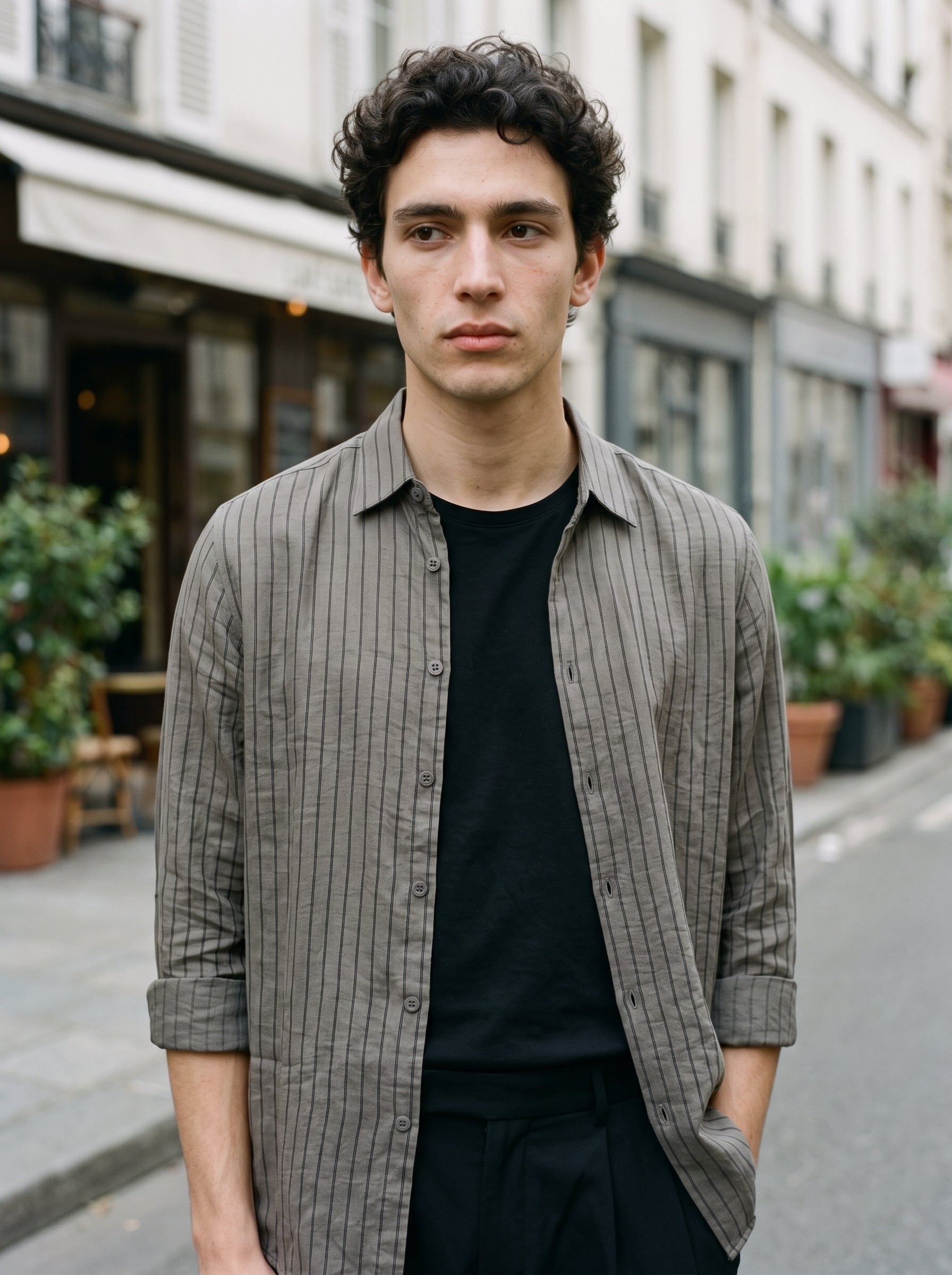 Men's Stripes Cement Relaxed Fit Shirt