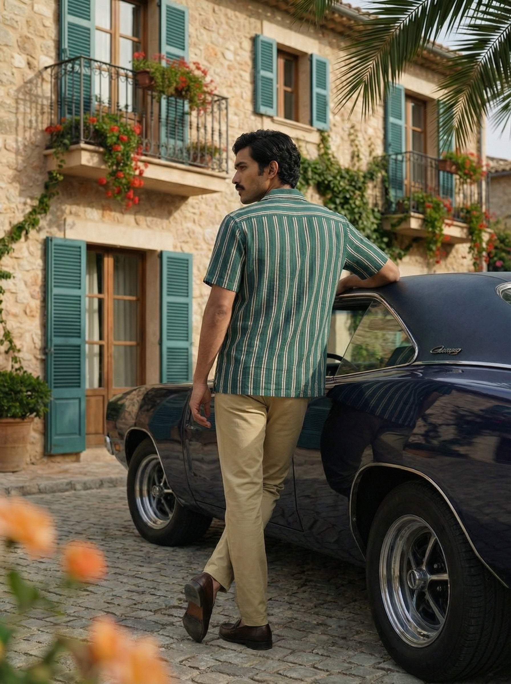 Men’s Green Relaxed Fit Agro Linen Shirt