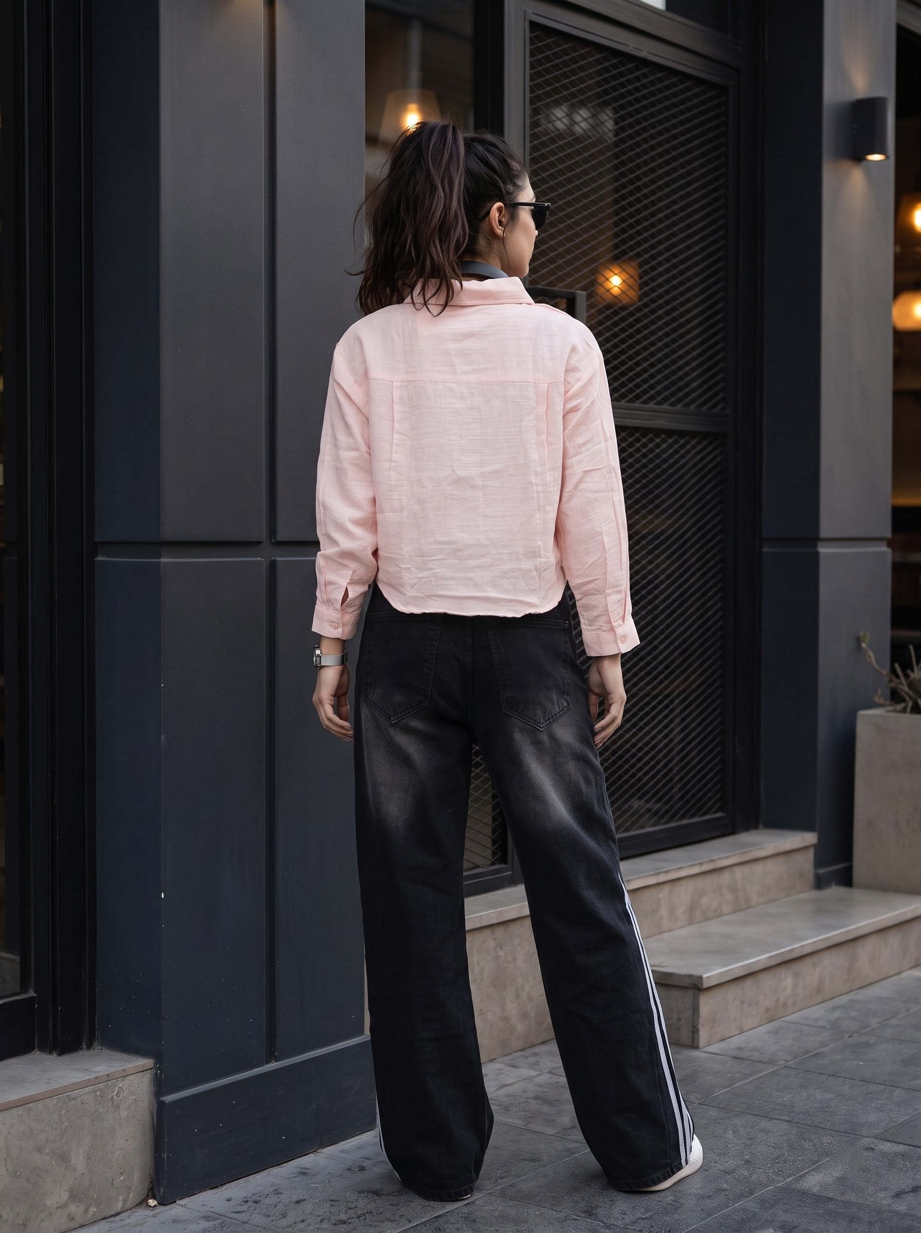 Women's Double Layered Cotton Peach Color Regular Fit Shirt