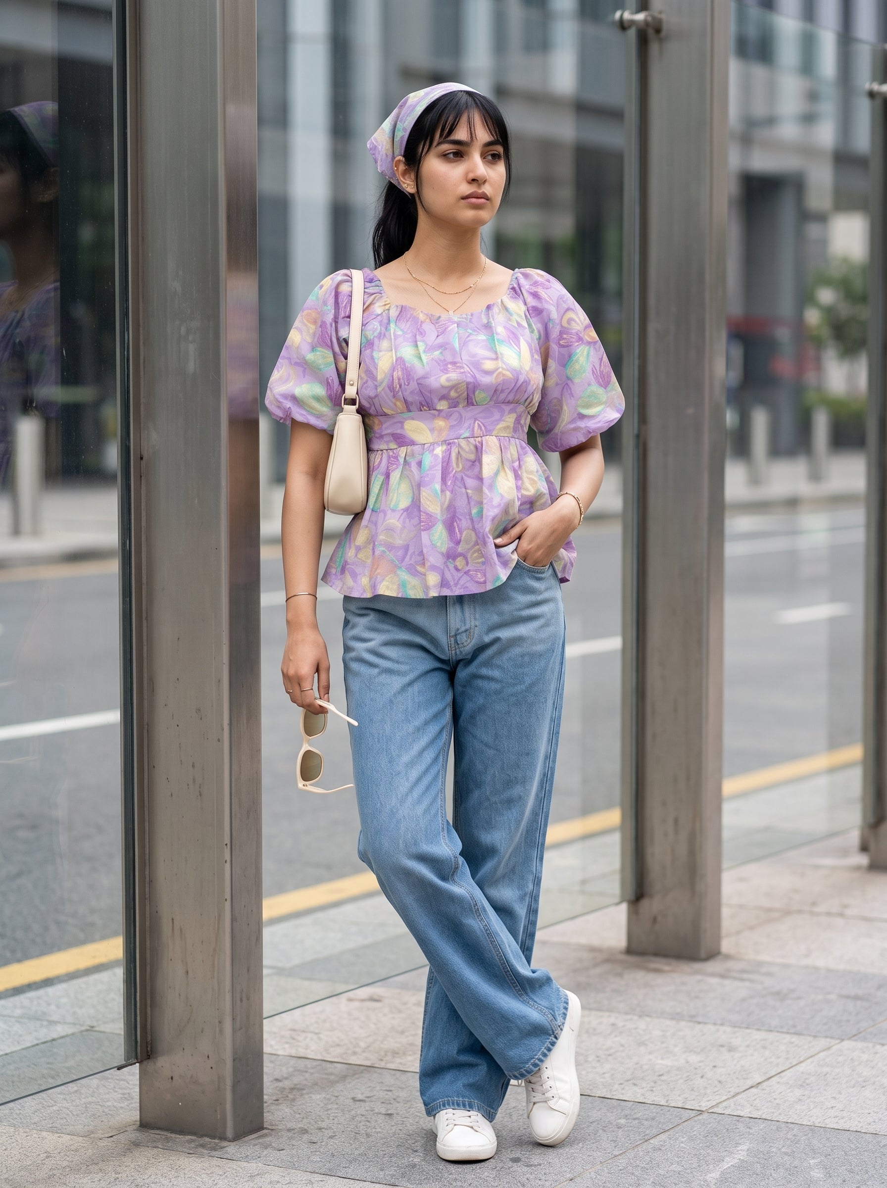 Women's Mul Cotton Purple Regular Fit Top