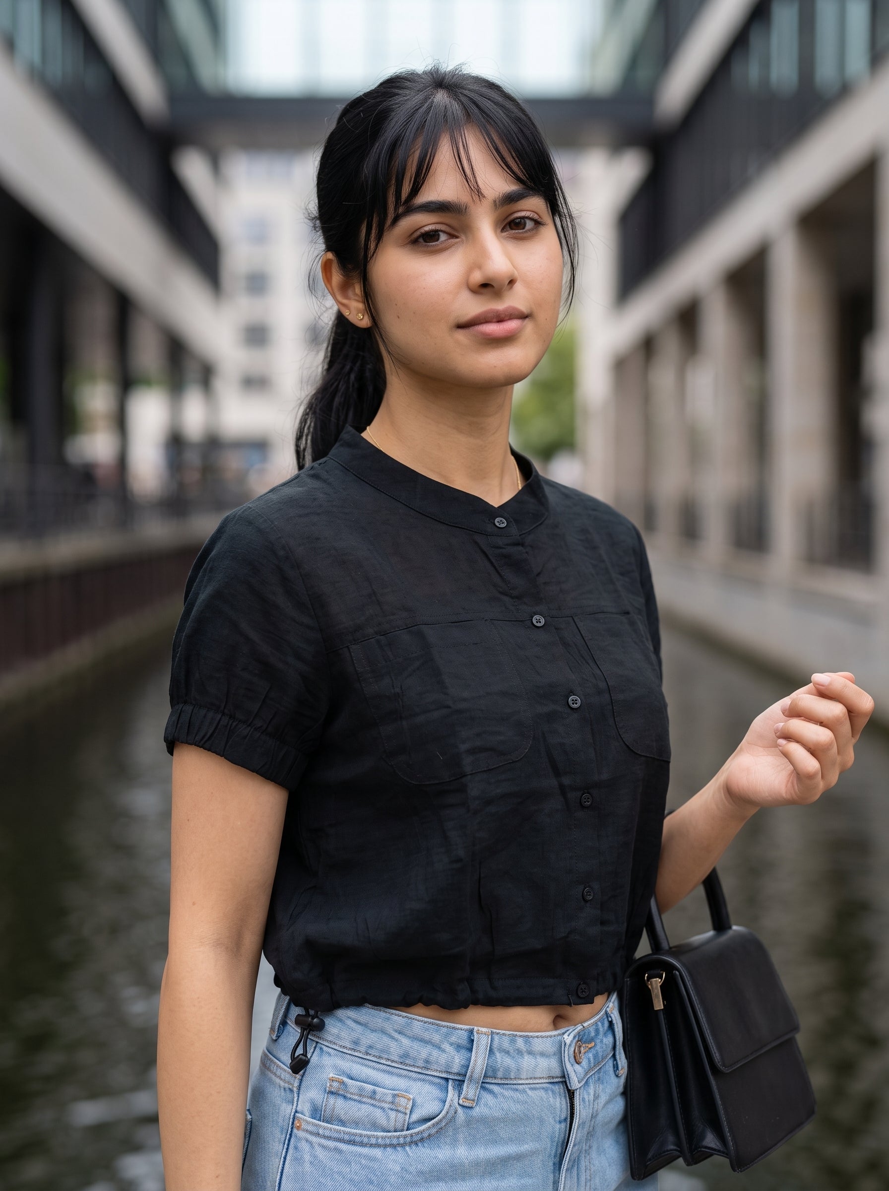 Women's Imported Black Regular Fit Top