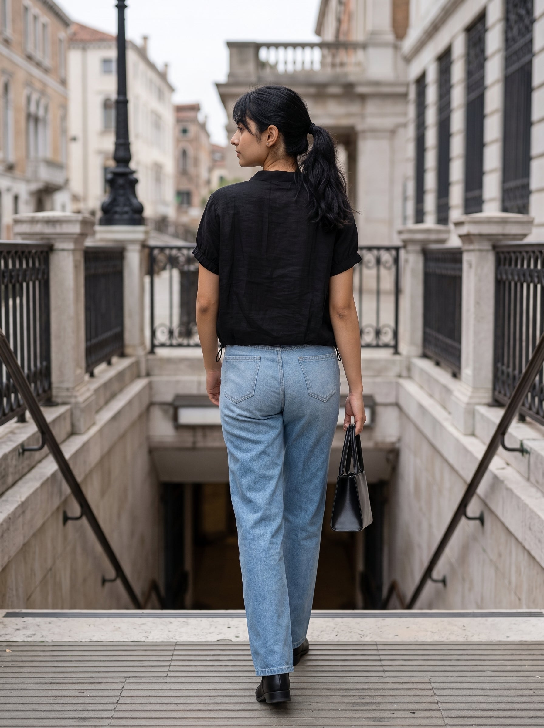 Women's Imported Black Regular Fit Top