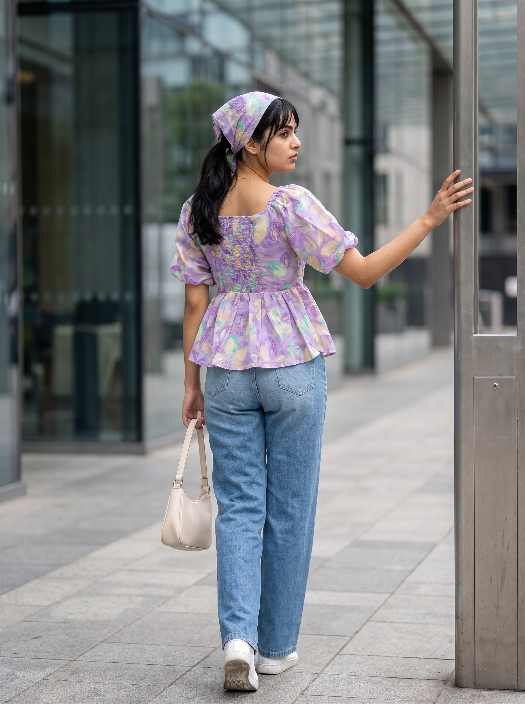Women's Mul Cotton Purple Regular Fit Top