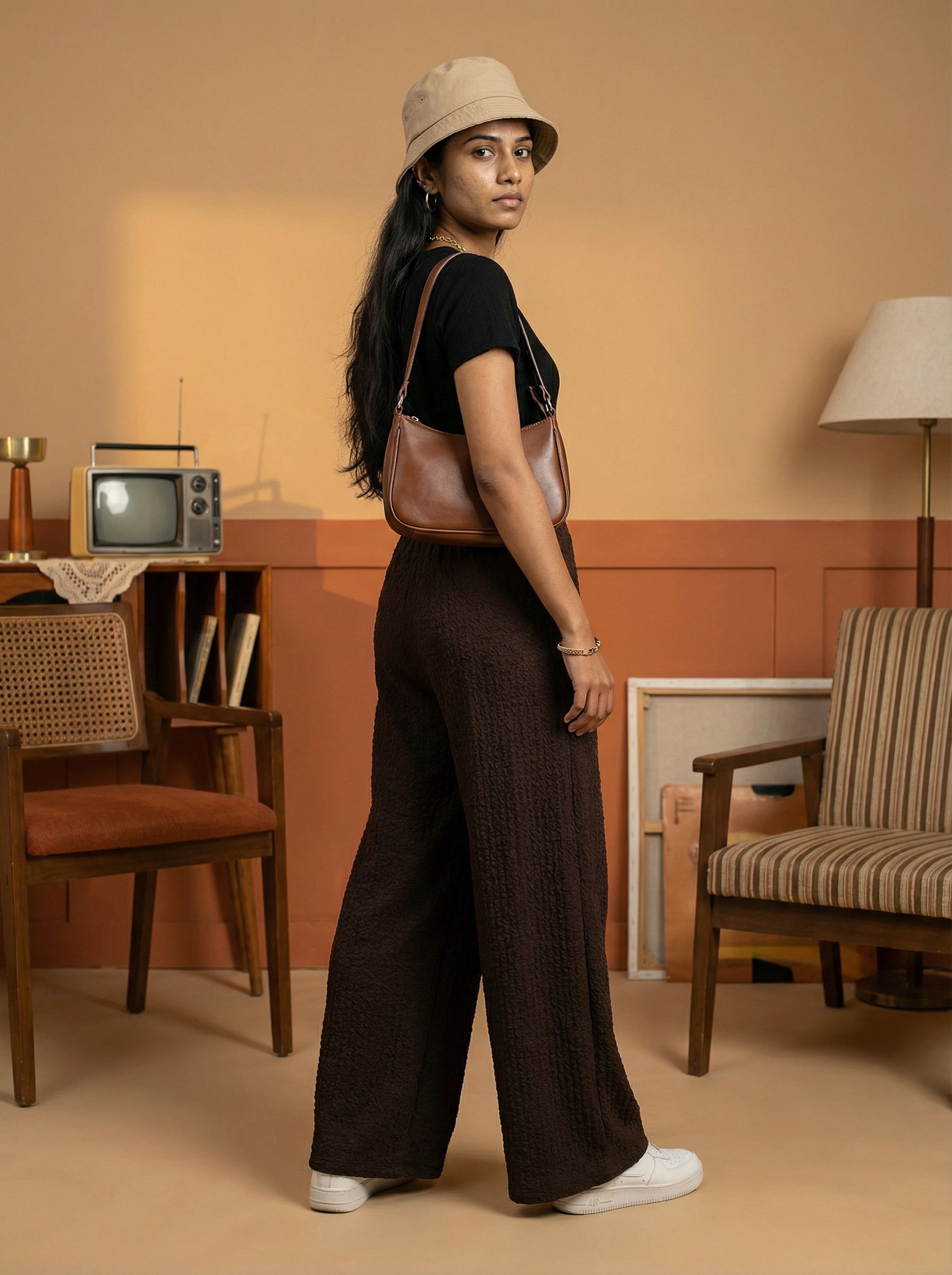 Brown Culotted Overlapped Trouser