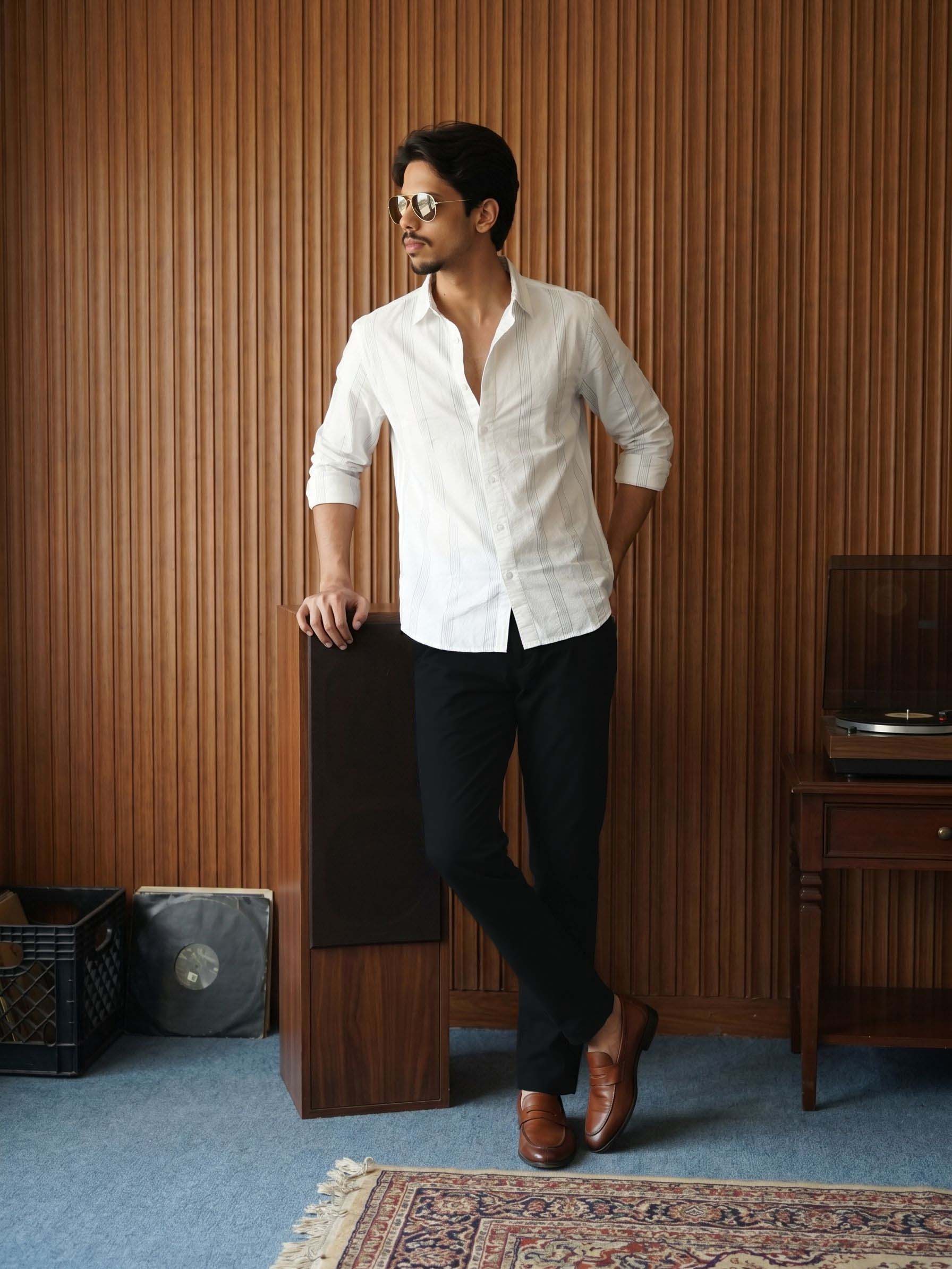 Men's Cotton White Relaxed Fit Shirt