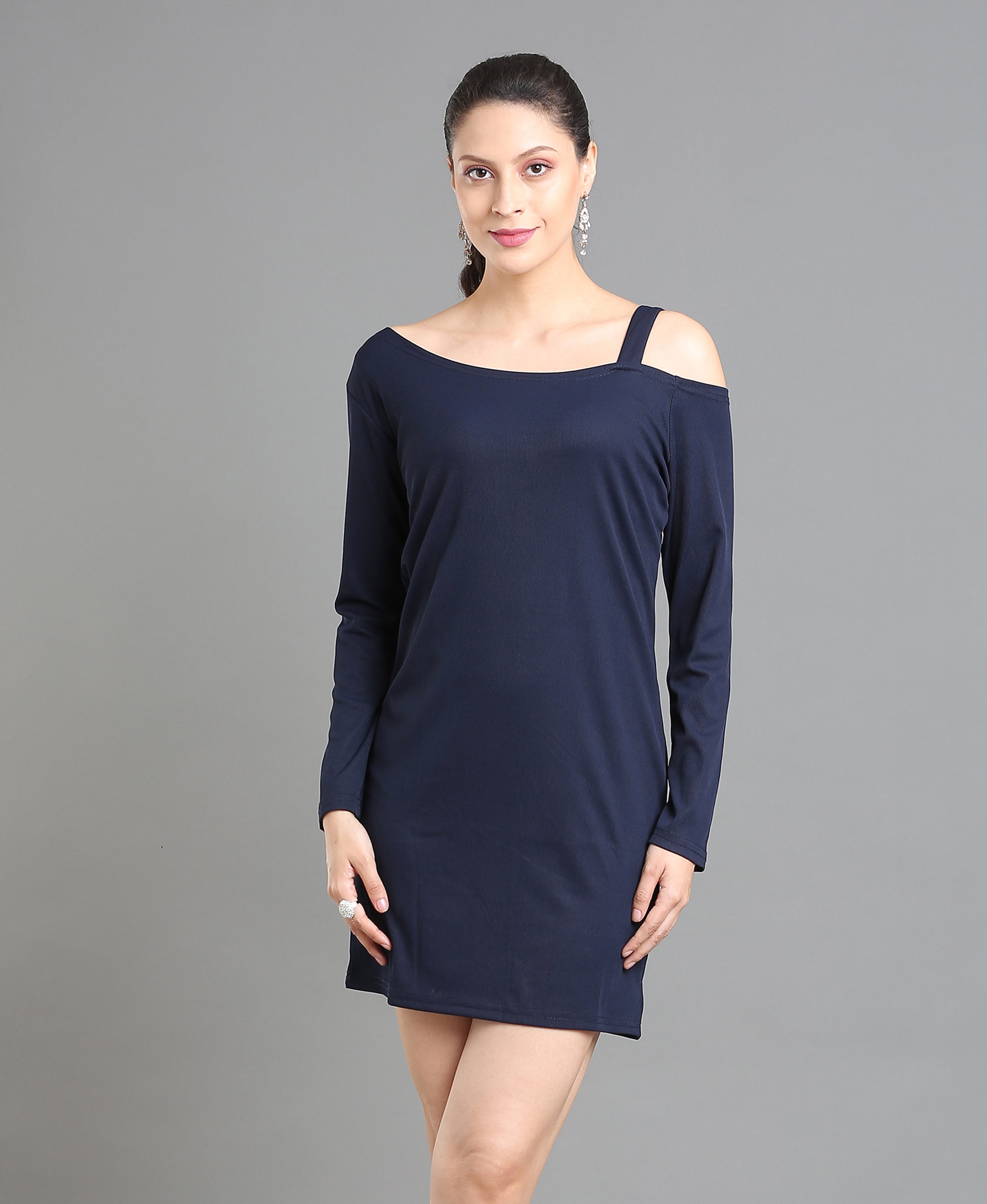 Navy Rib Round Dress