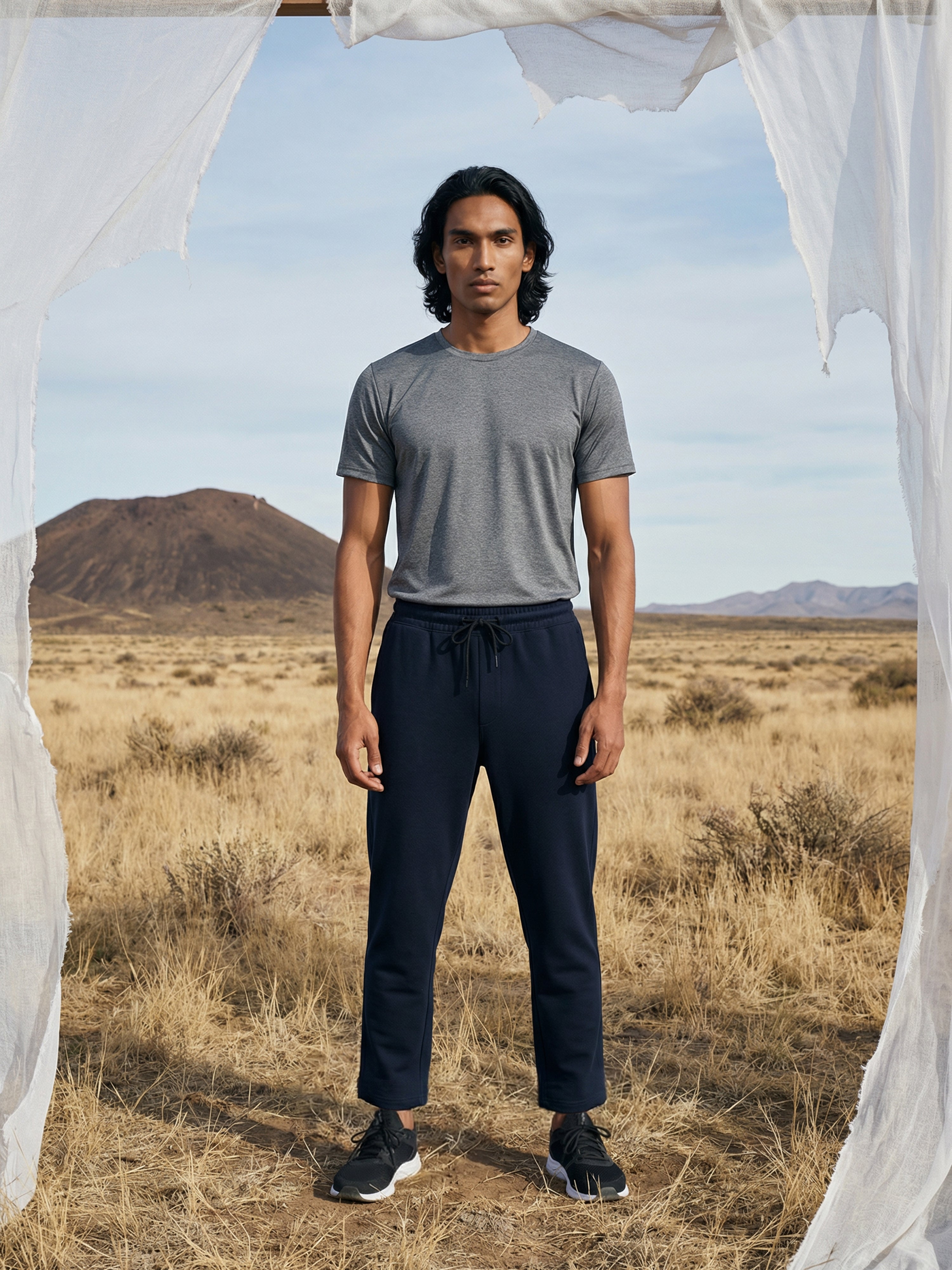 Navy Cotton Blended  Track Pant For Male