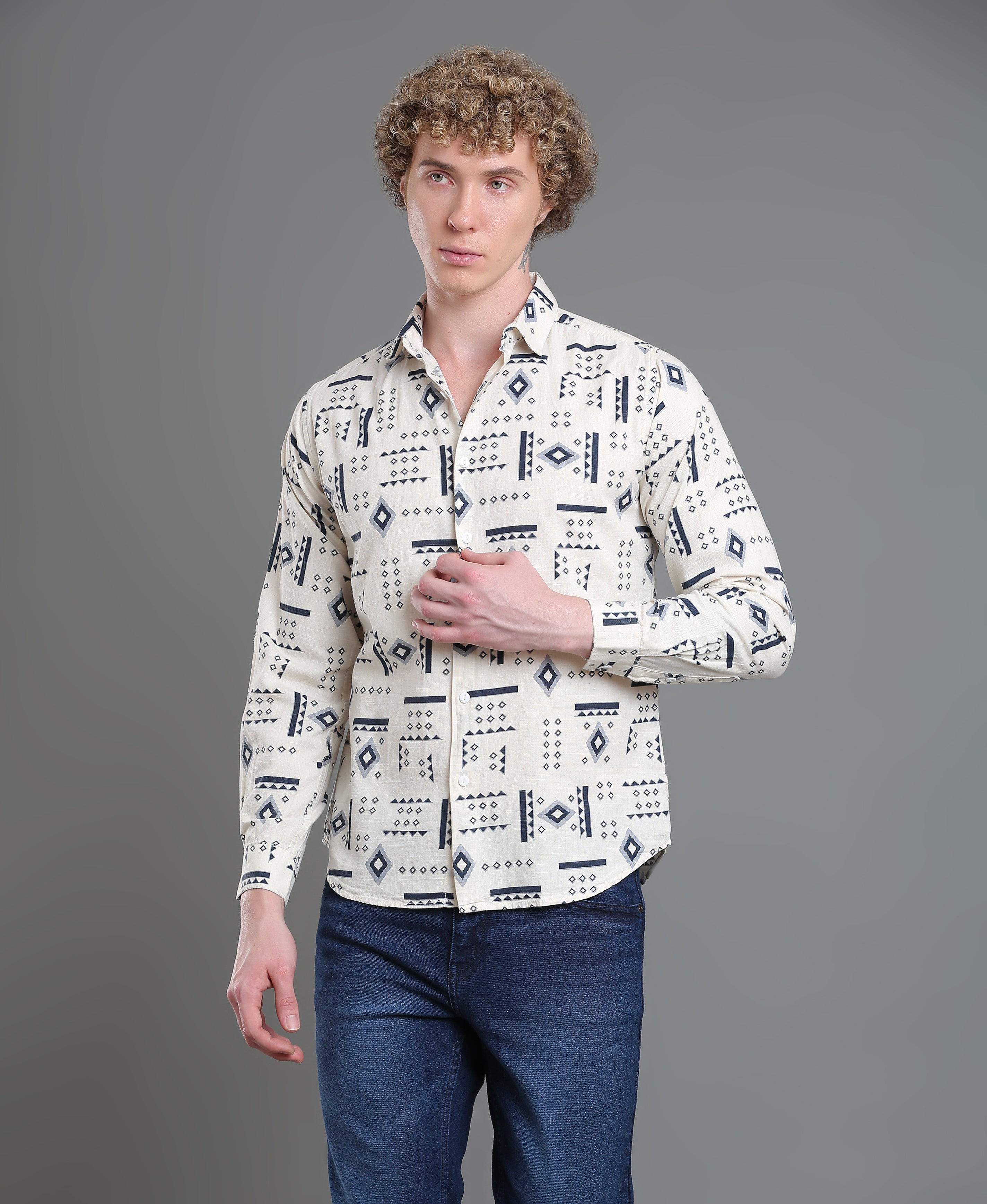 Oyster Bloom Slim Linen Shirt